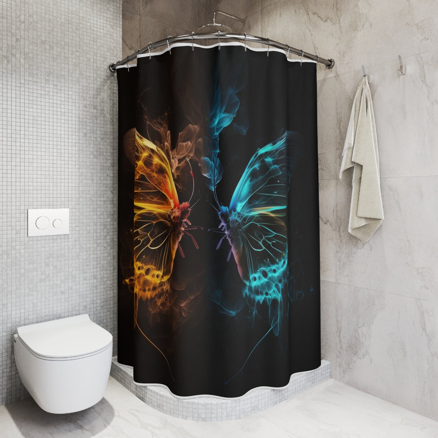 Polyester Shower Curtain Kiss Neon Butterfly 8