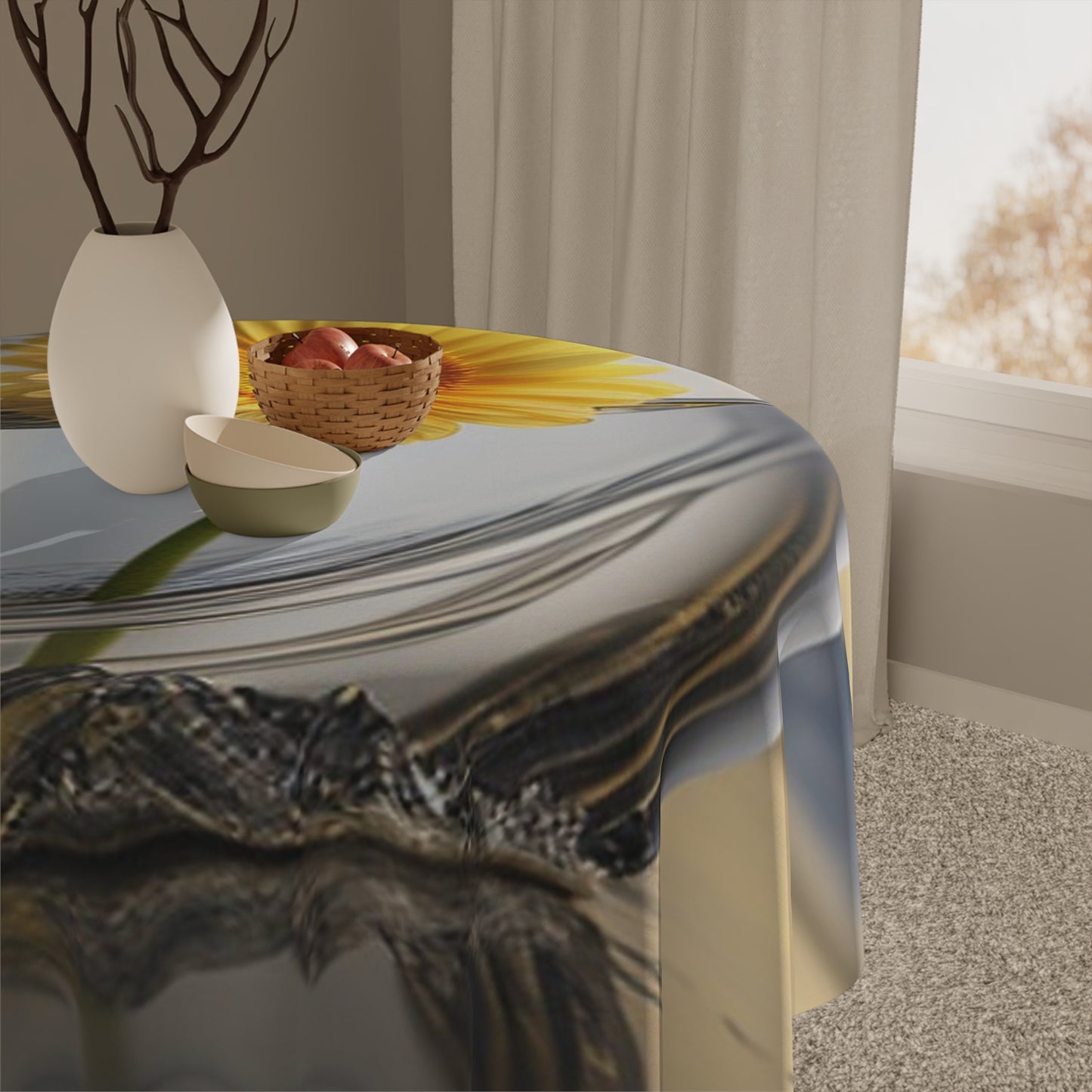 Tablecloth yello Gerbera glass 1