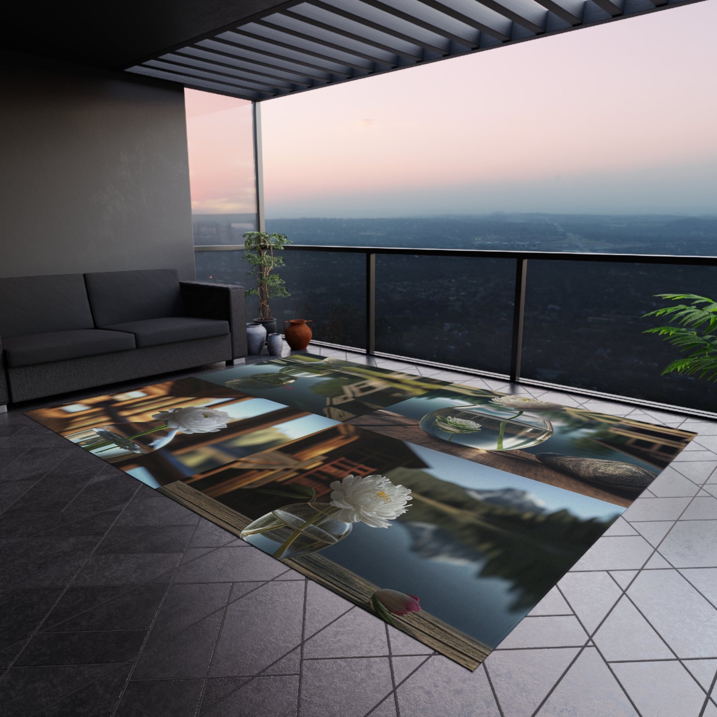 Outdoor Rug White Peony glass vase 5