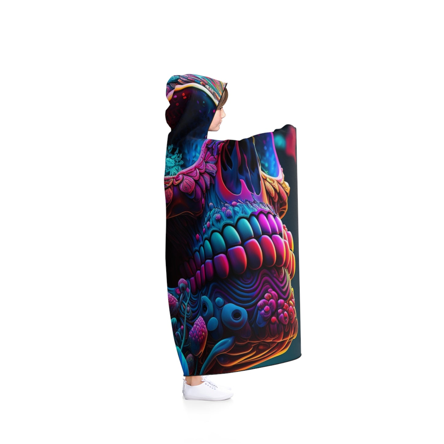Hooded Blanket Florescent Skull Death 3
