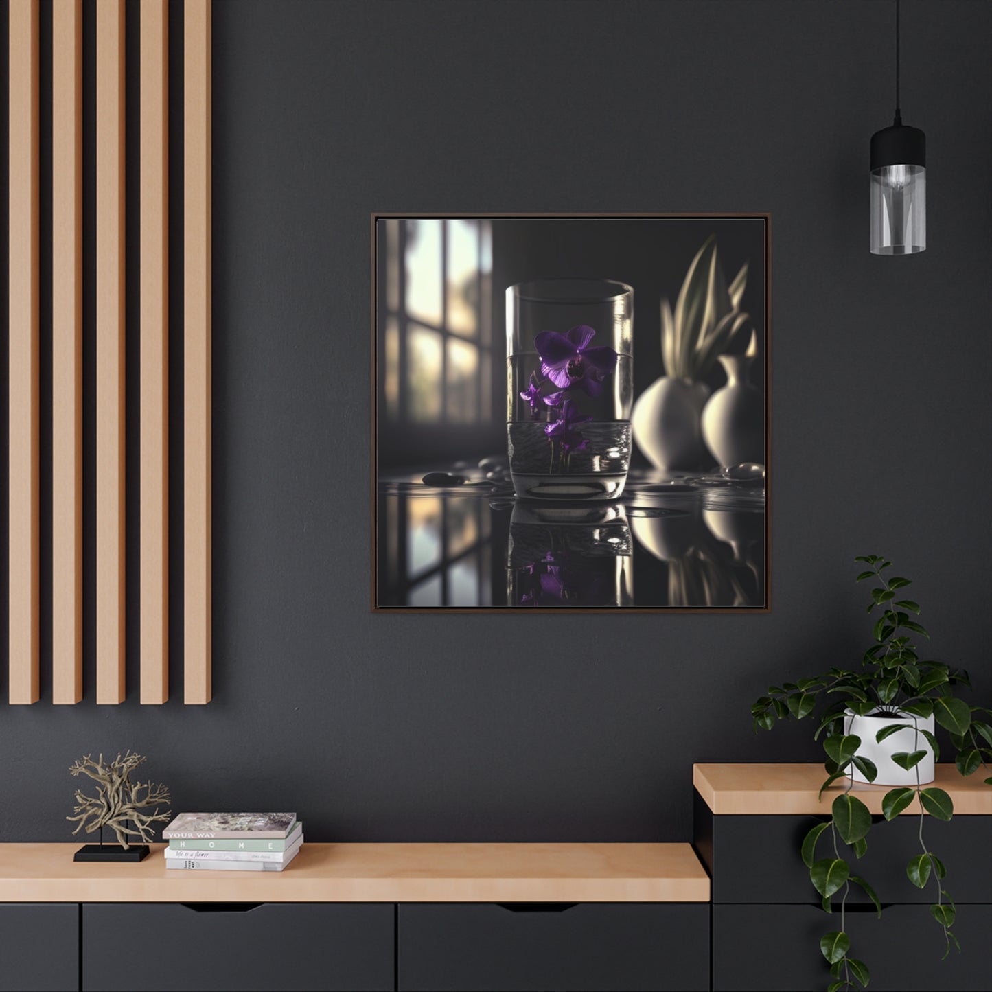 Gallery Canvas Wraps, Square Frame Purple Orchid Glass vase 4