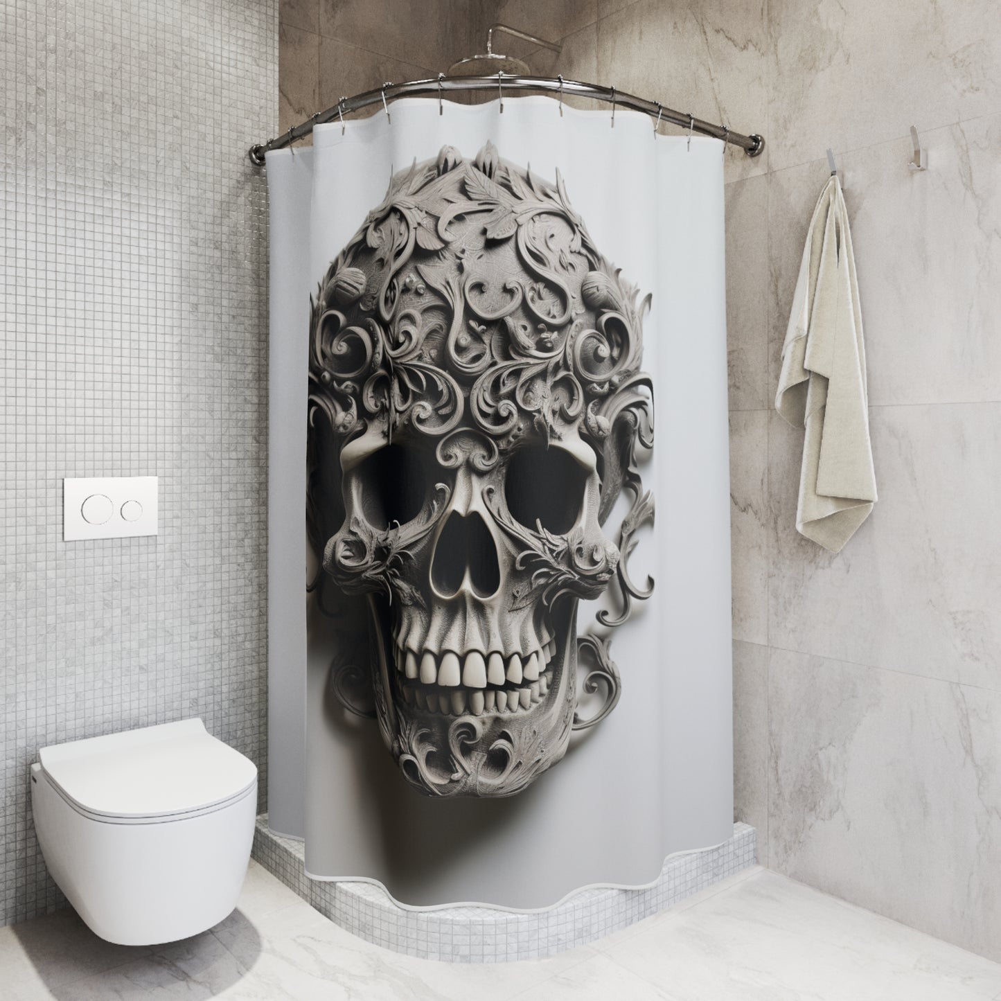 Polyester Shower Curtain Skull Treble Clef 2