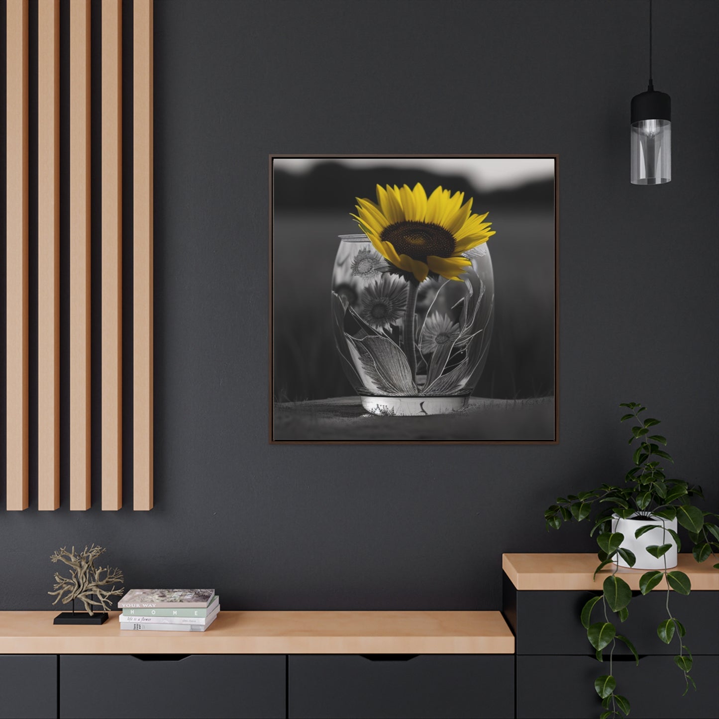 Gallery Canvas Wraps, Square Frame Yellw Sunflower in a vase 1