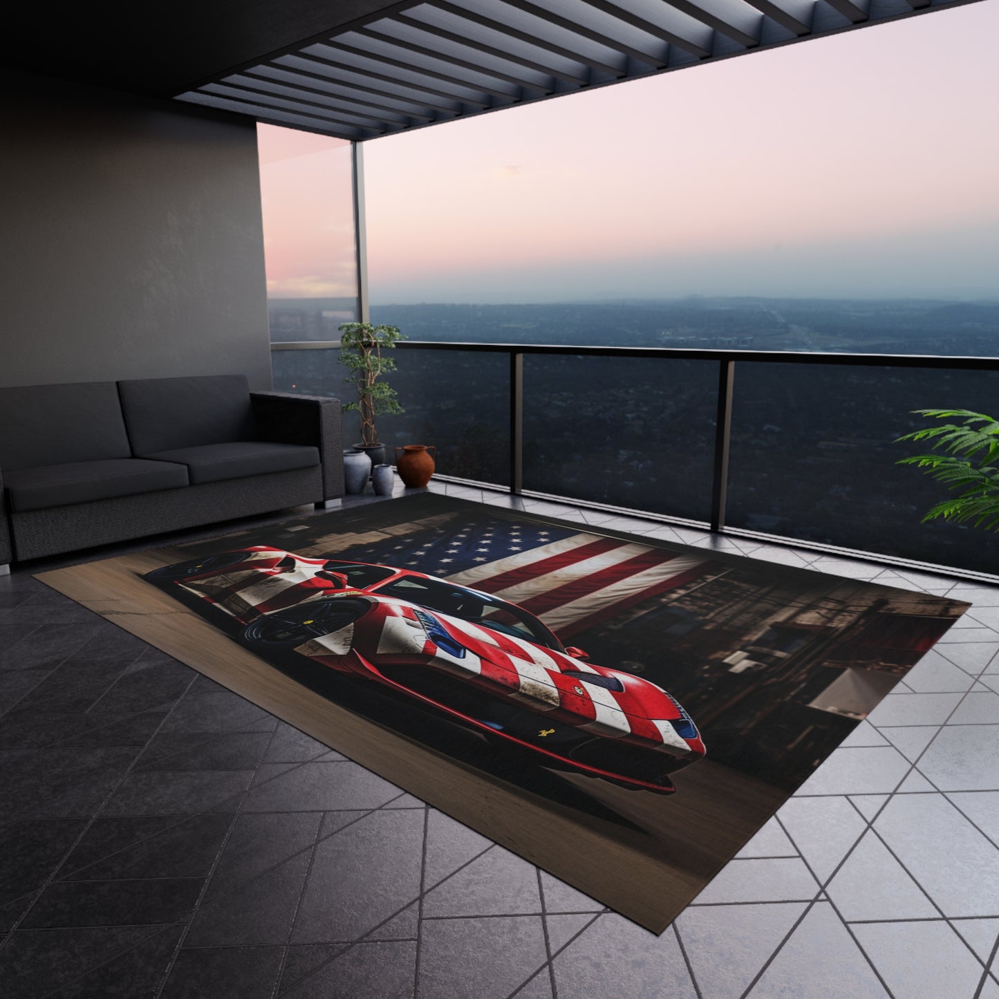 Outdoor Rug American Flag Farrari 2