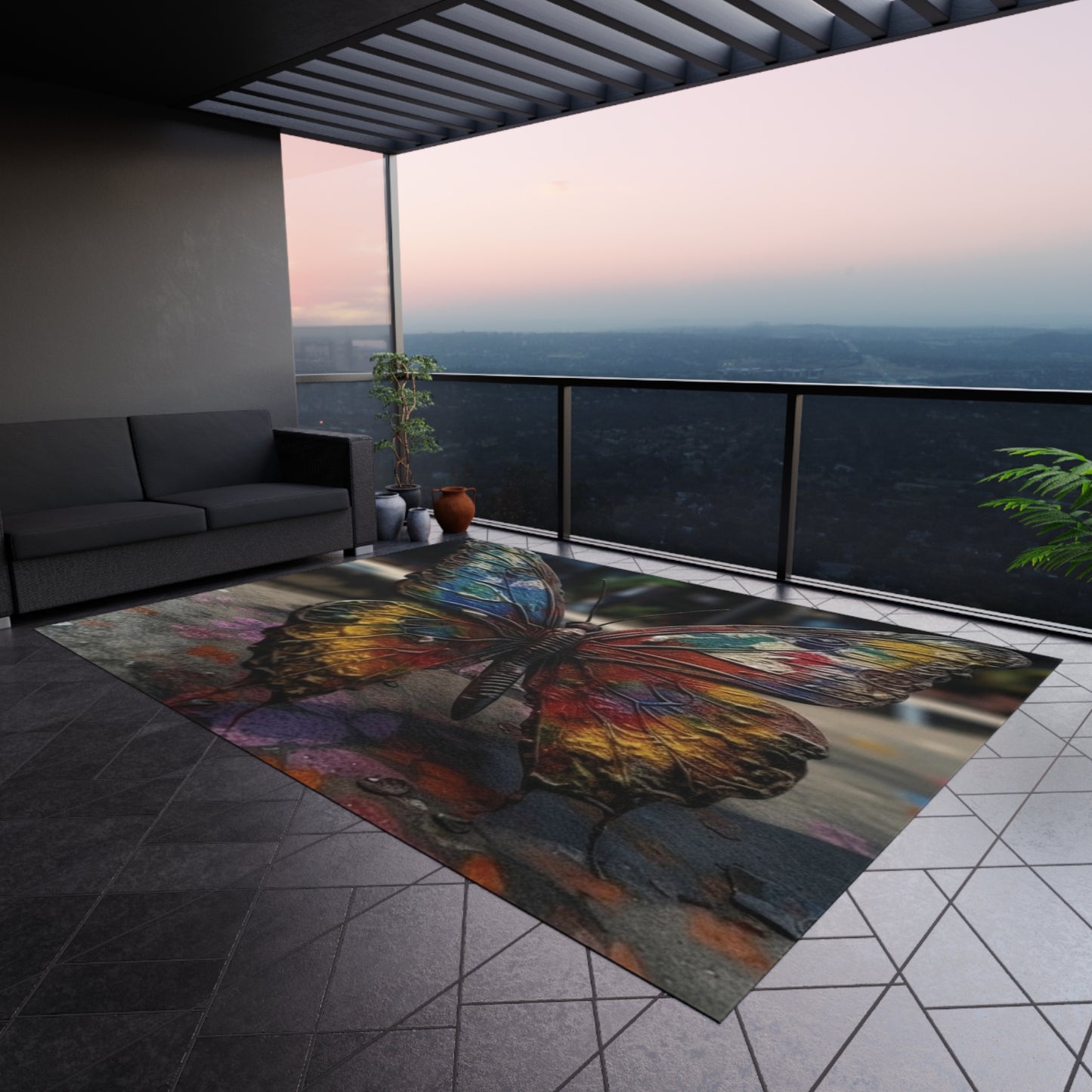 Outdoor Rug Liquid Street Butterfly 3
