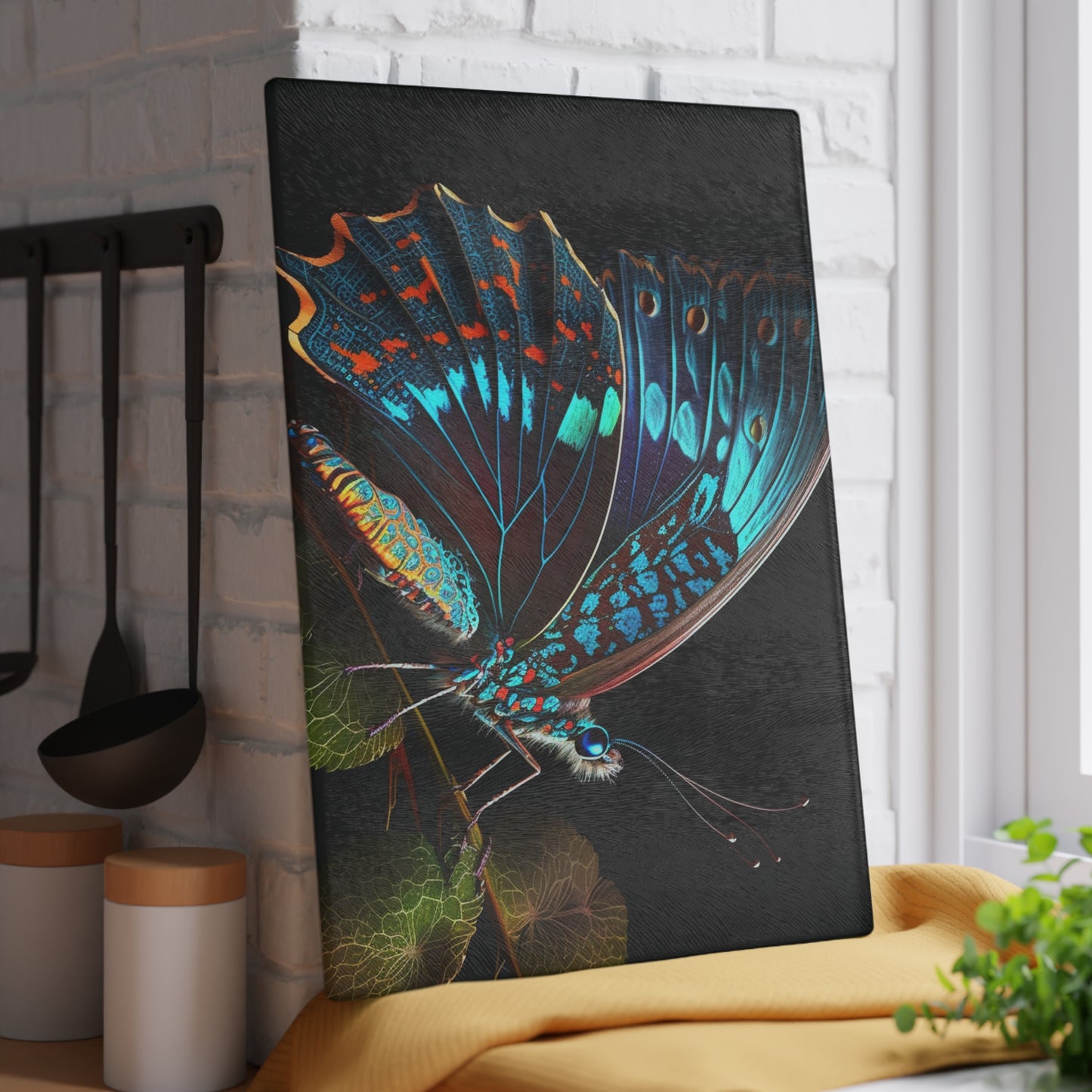 Glass Cutting Board Hue Neon Butterfly 2