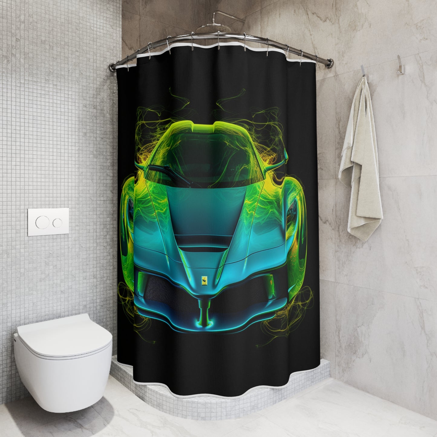 Polyester Shower Curtain Ferrari Neon 2