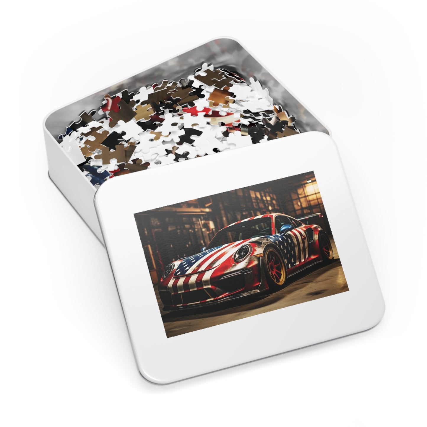 Jigsaw Puzzle (30, 110, 252, 500,1000-Piece) American Flag Porsche 4