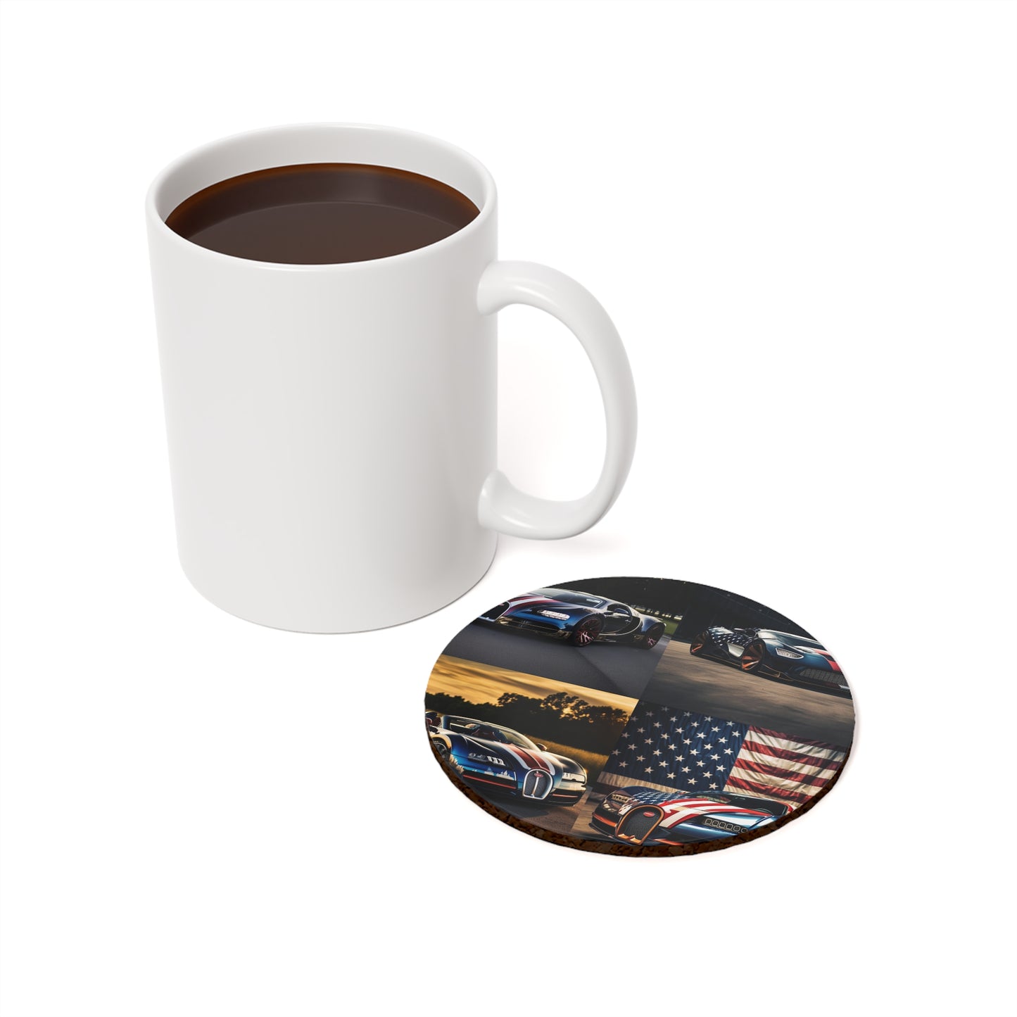Cork Back Coaster Bugatti Flag American 5