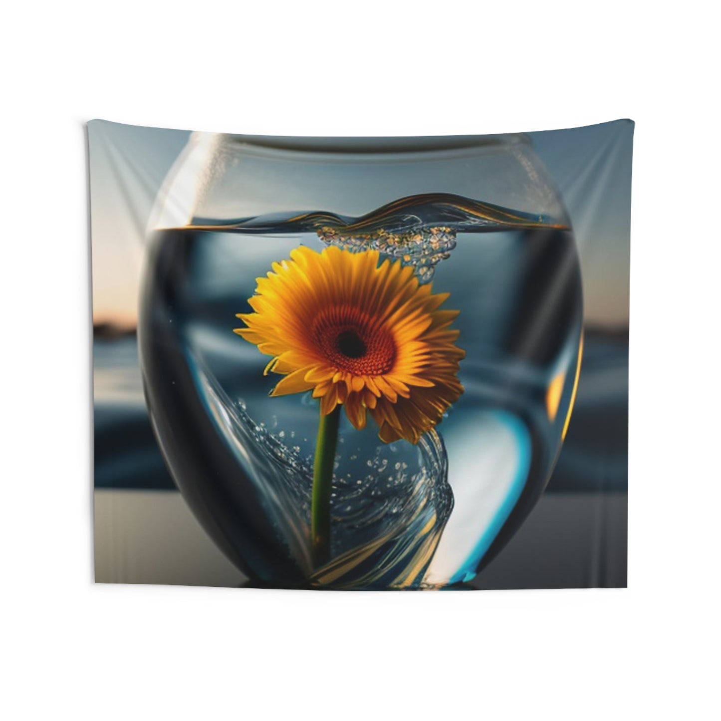 Indoor Wall Tapestries yello Gerbera glass 3