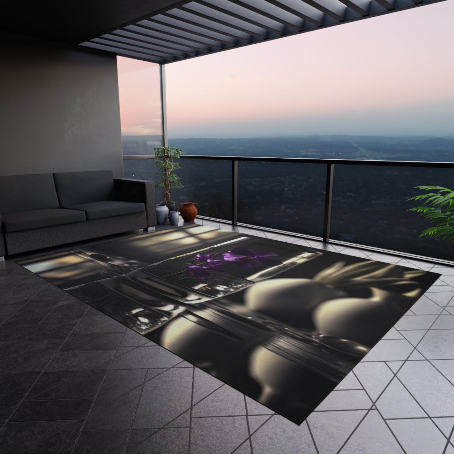 Outdoor Rug Purple Orchid Glass vase 4