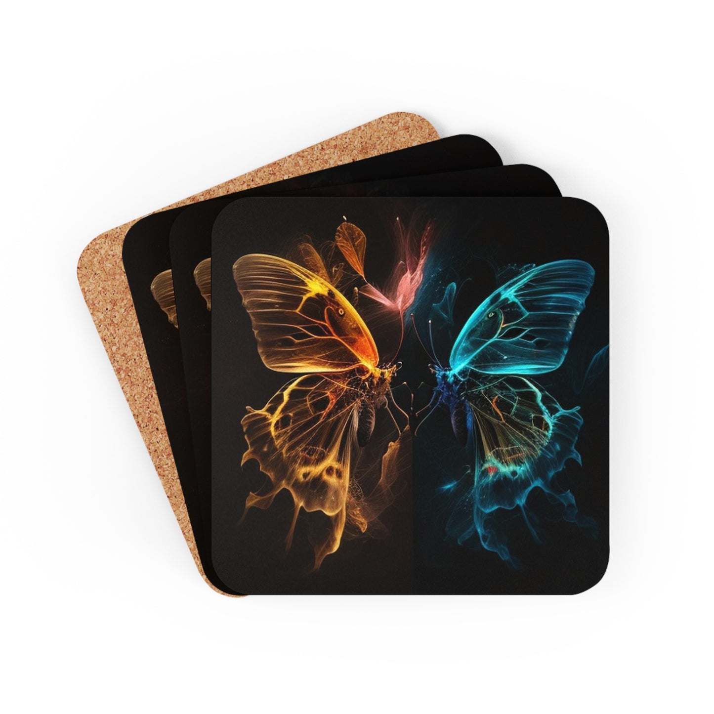 Corkwood Coaster Set Kiss Neon Butterfly 4