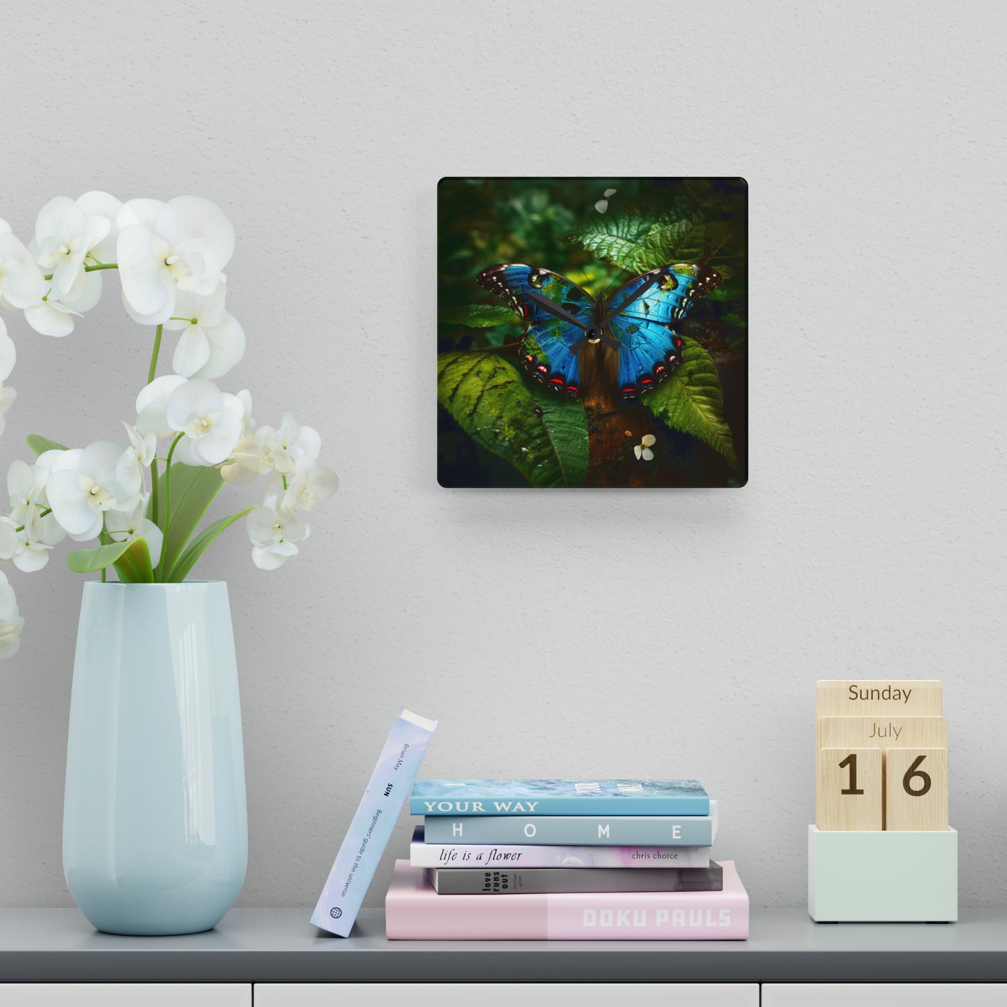 Acrylic Wall Clock Jungle Butterfly 2