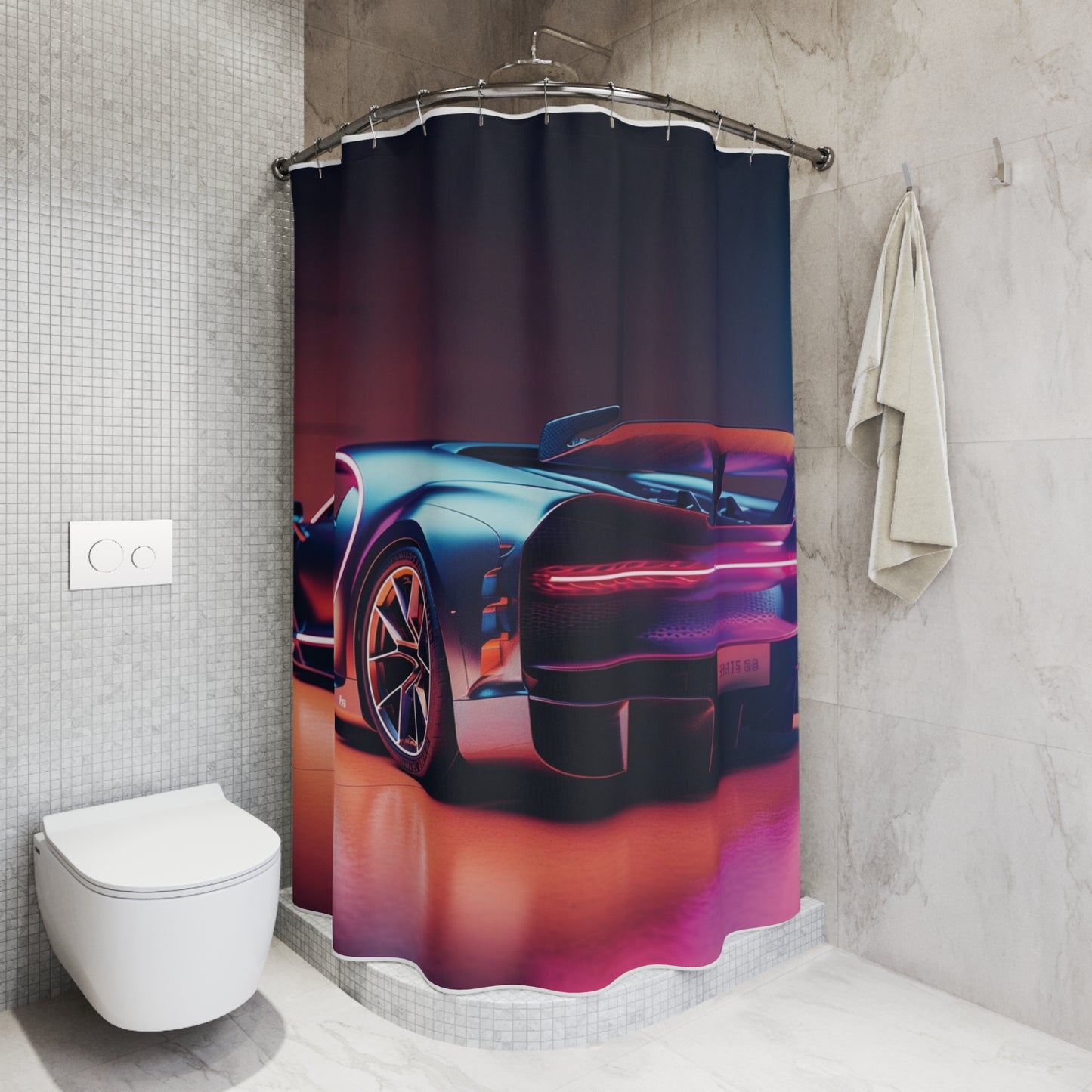 Polyester Shower Curtain Hyper Bugatti Neon Chiron 2