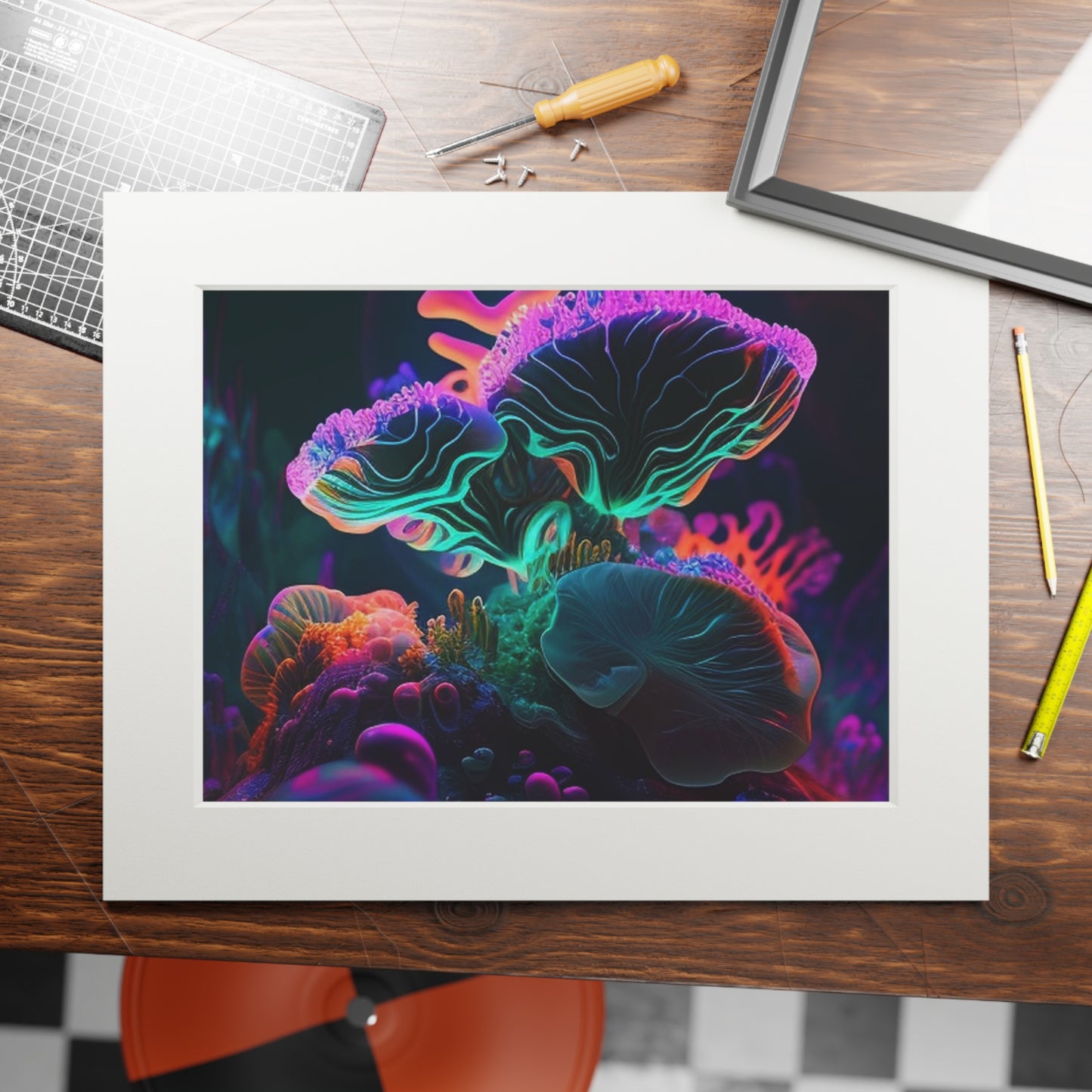 Fine Art Prints (Passepartout Paper Frame) Macro Coral Reef 4