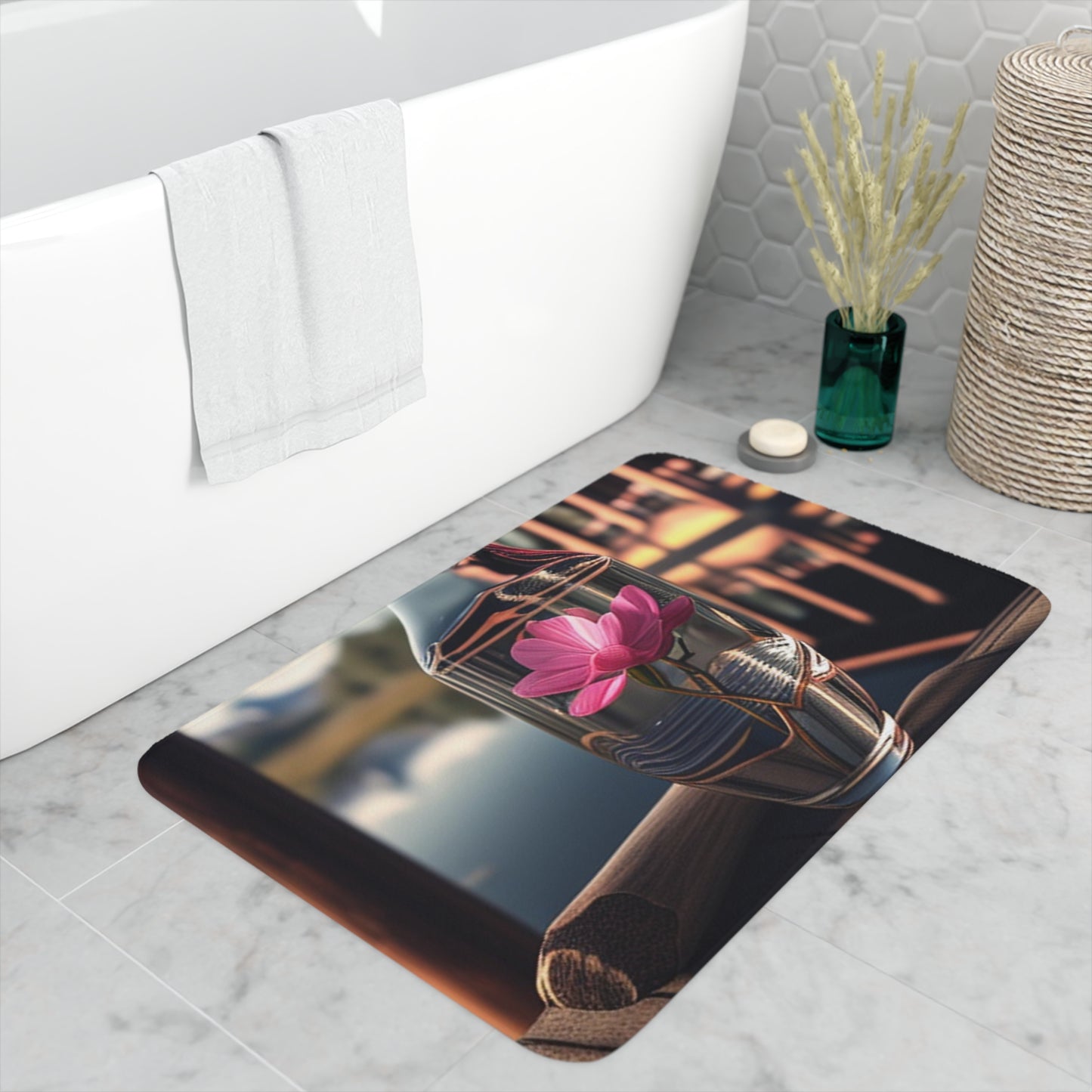 Memory Foam Bath Mat Magnolia in a Glass vase 3