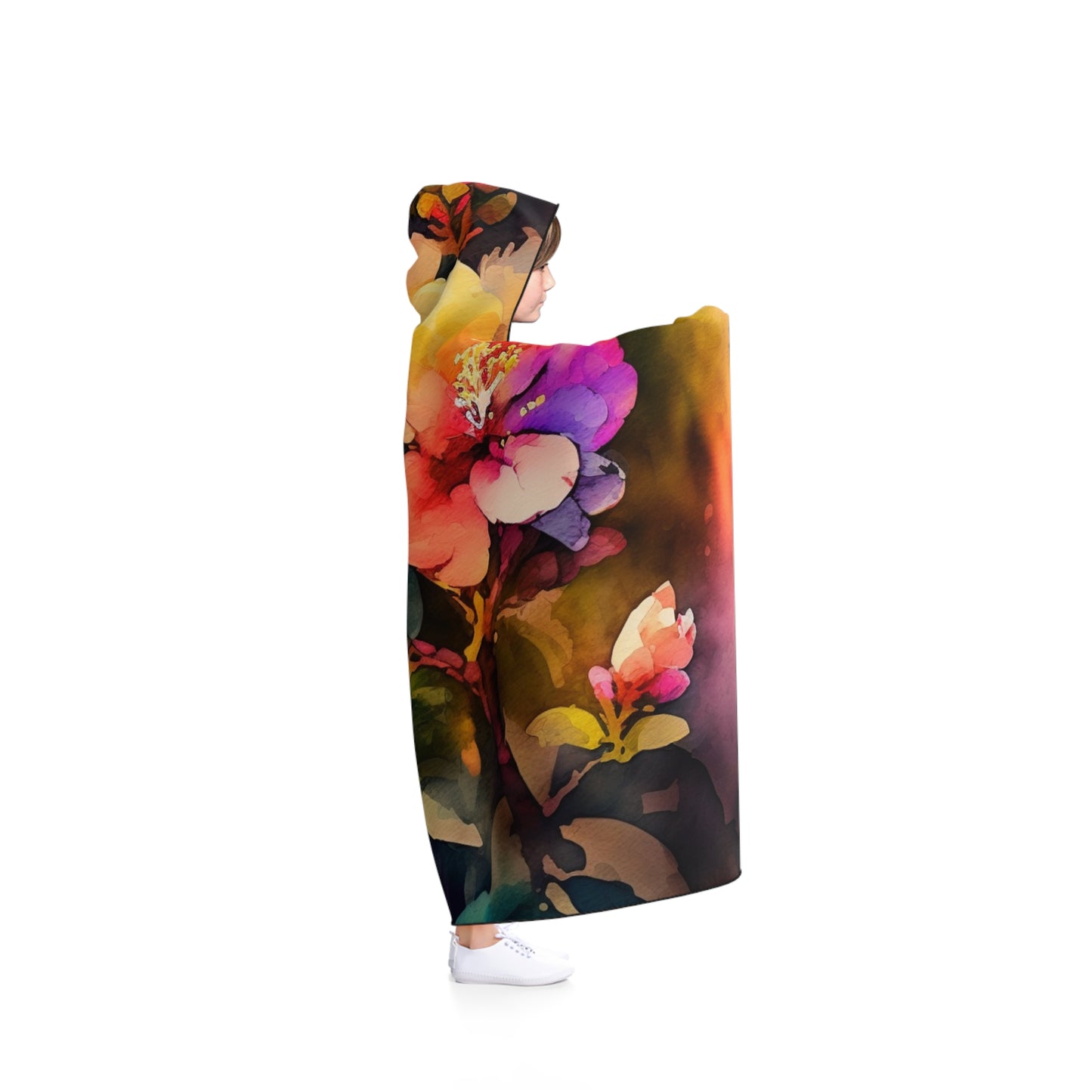 Hooded Blanket Bright Spring Flowers 2