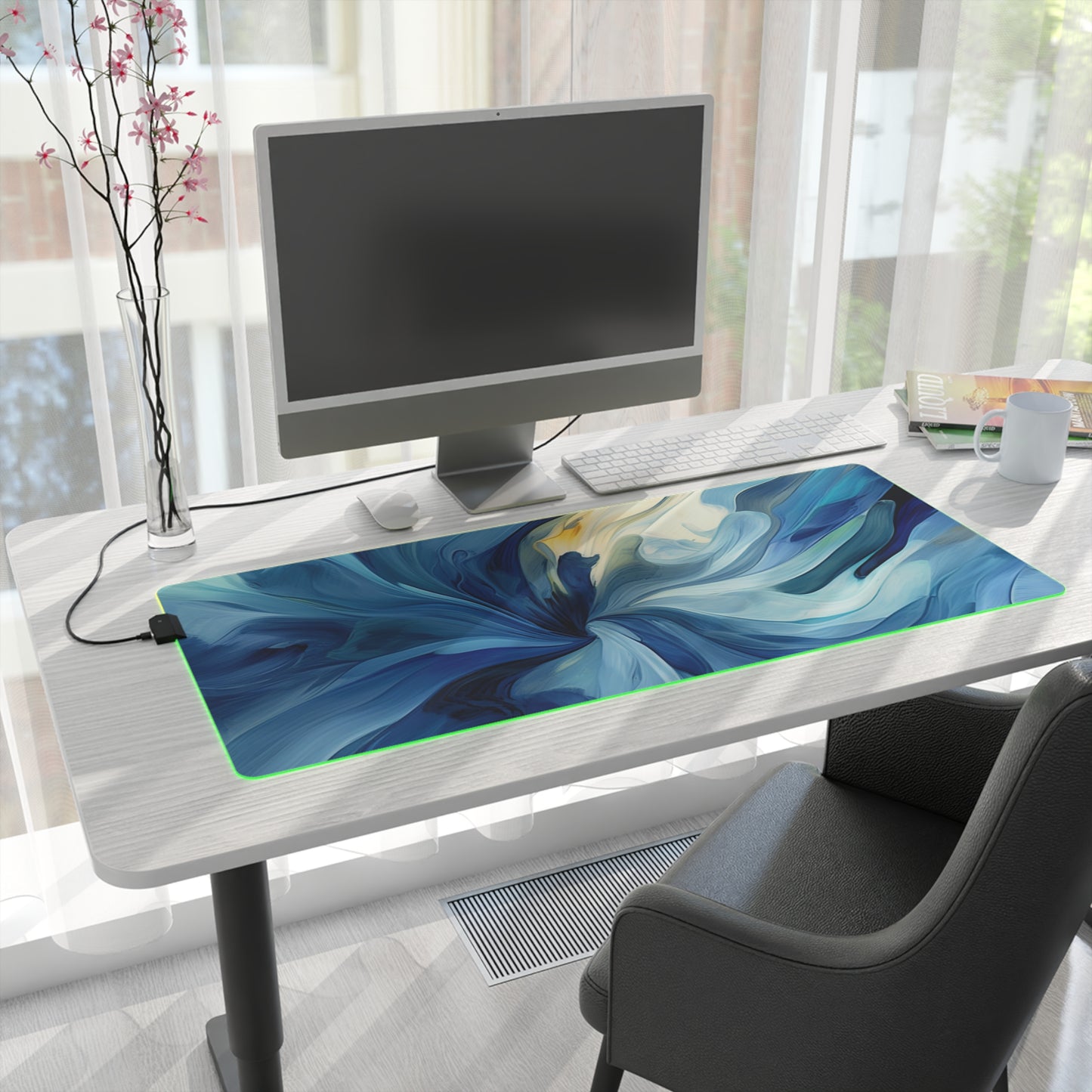 LED Gaming Mouse Pad Blue Tluip Abstract 4