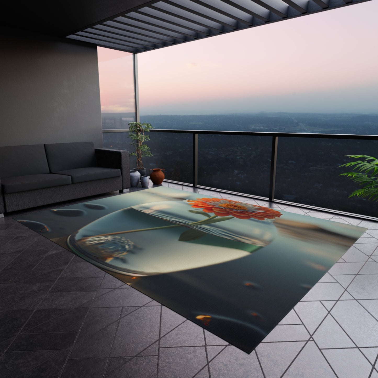 Outdoor Rug Orange Zinnia 3