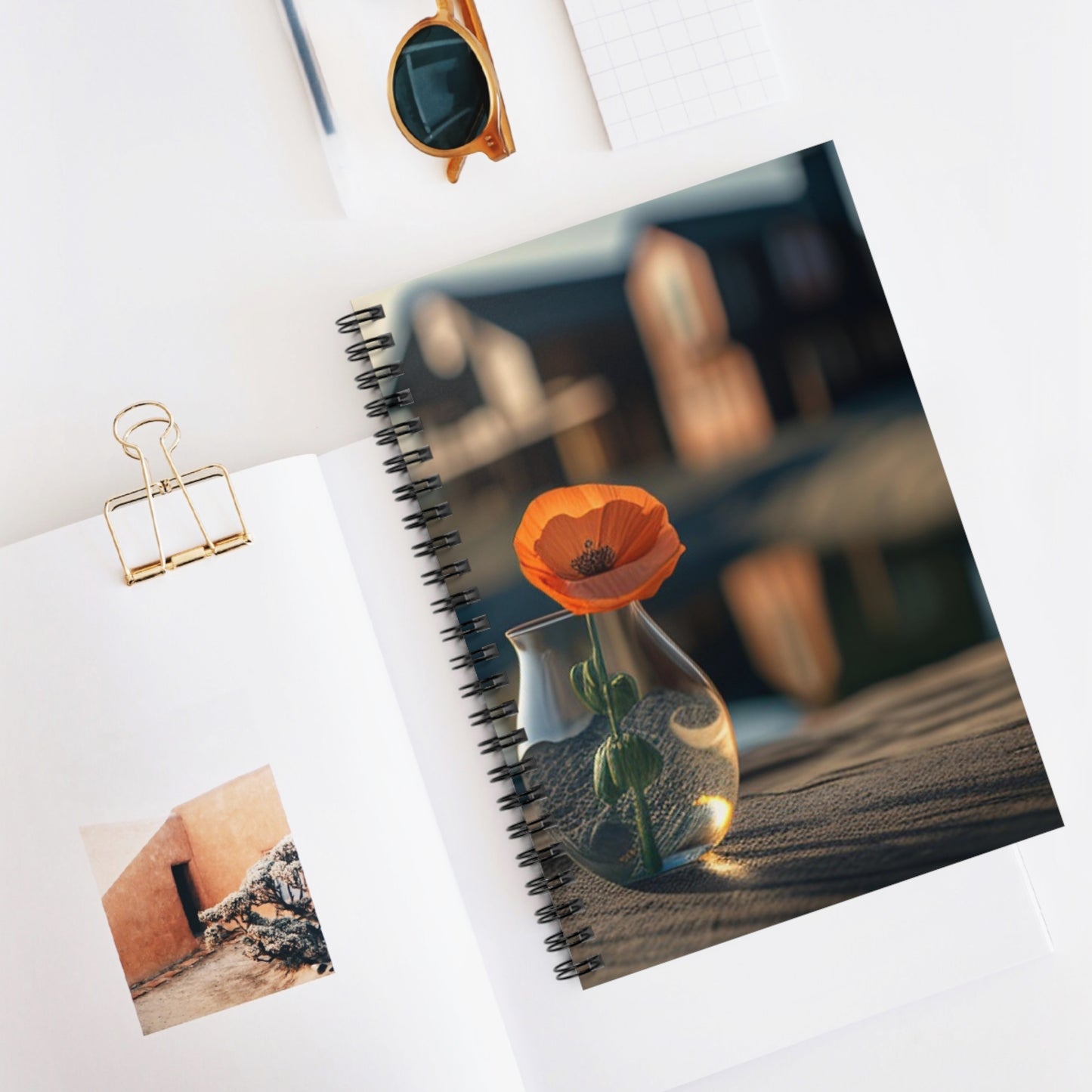 Spiral Notebook - Ruled Line Orange Poppy in a Vase 4