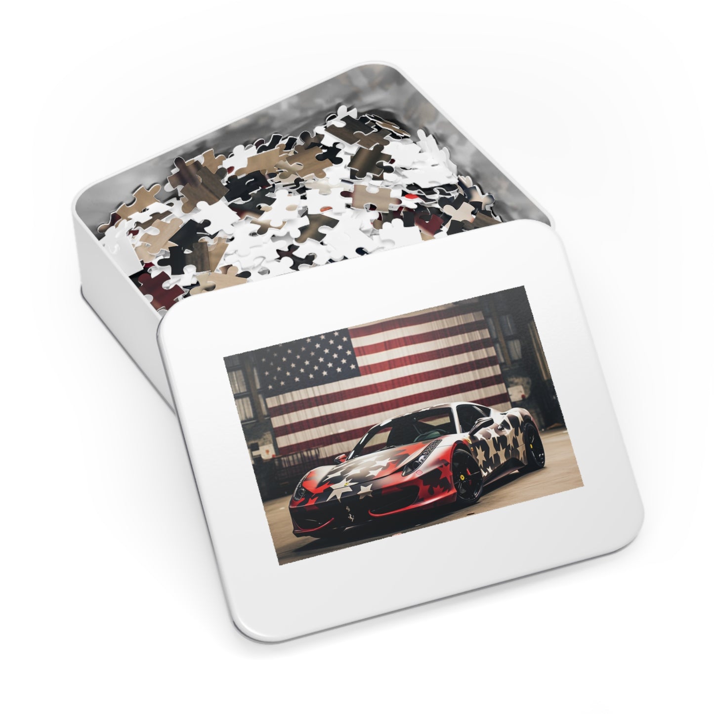 Jigsaw Puzzle (30, 110, 252, 500,1000-Piece) American Flag Farrari 1
