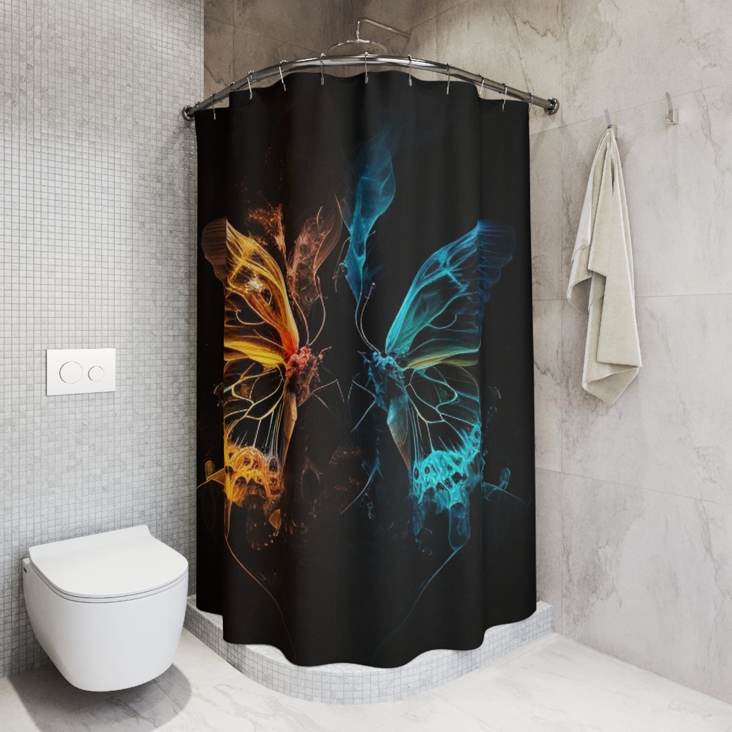 Polyester Shower Curtain Kiss Neon Butterfly 3