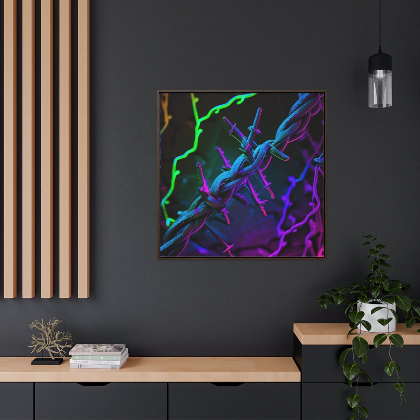 Gallery Canvas Wraps, Square Frame Macro Neon Barbs 4