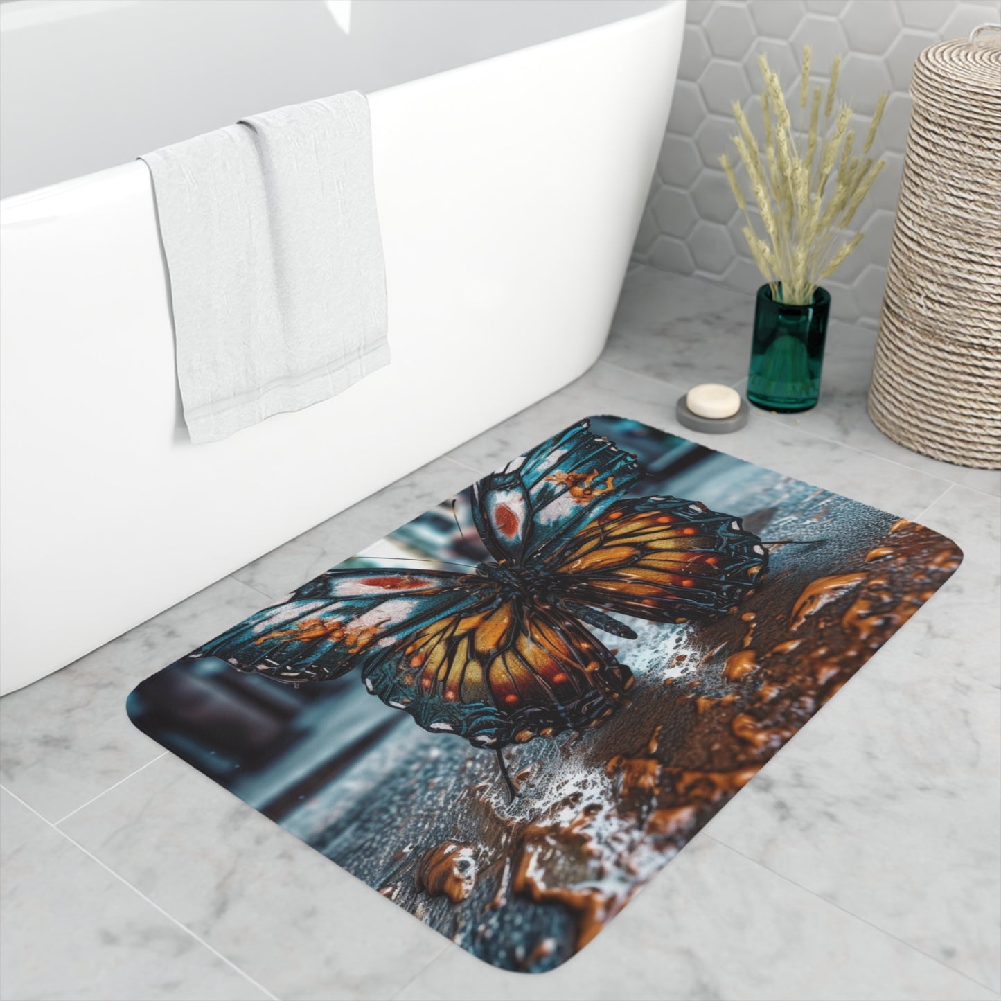 Memory Foam Bath Mat Water Butterfly Street 3
