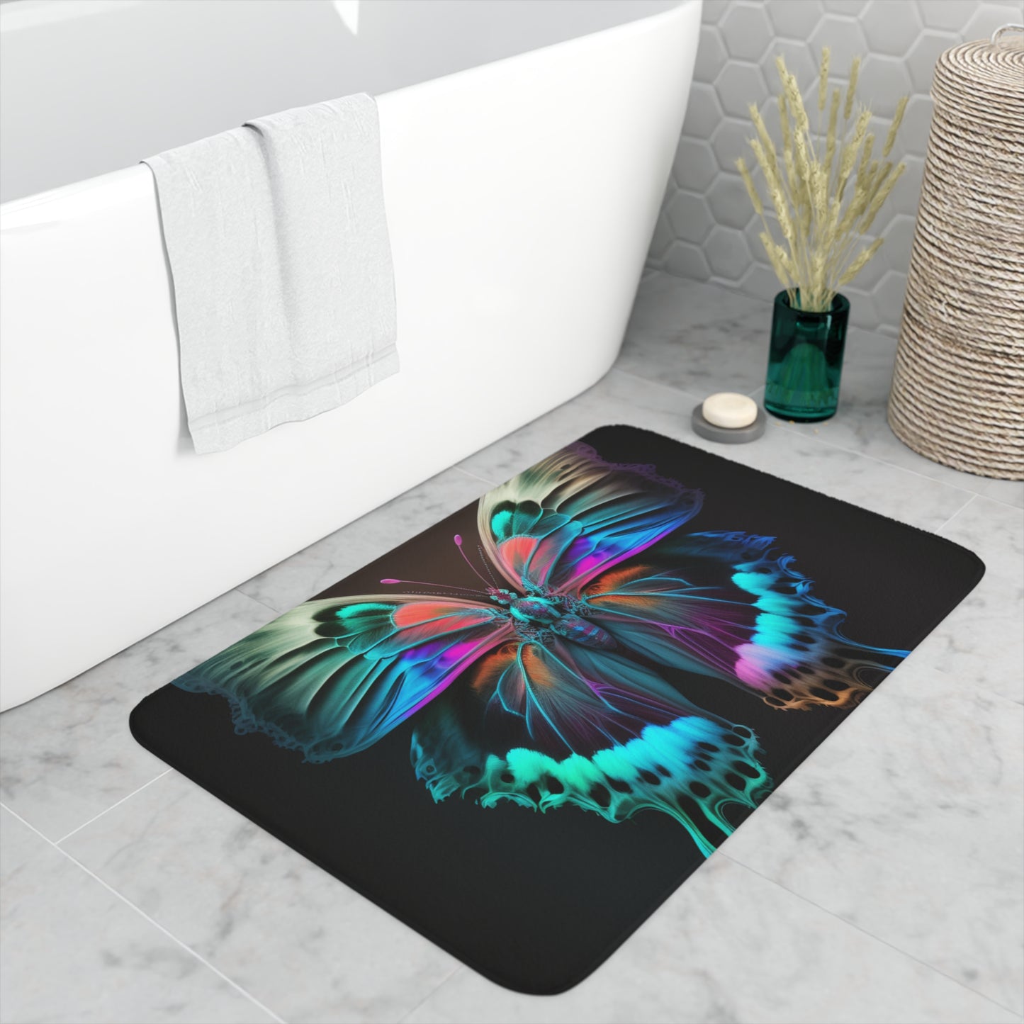 Memory Foam Bath Mat Raw Hyper Color Butterfly 2