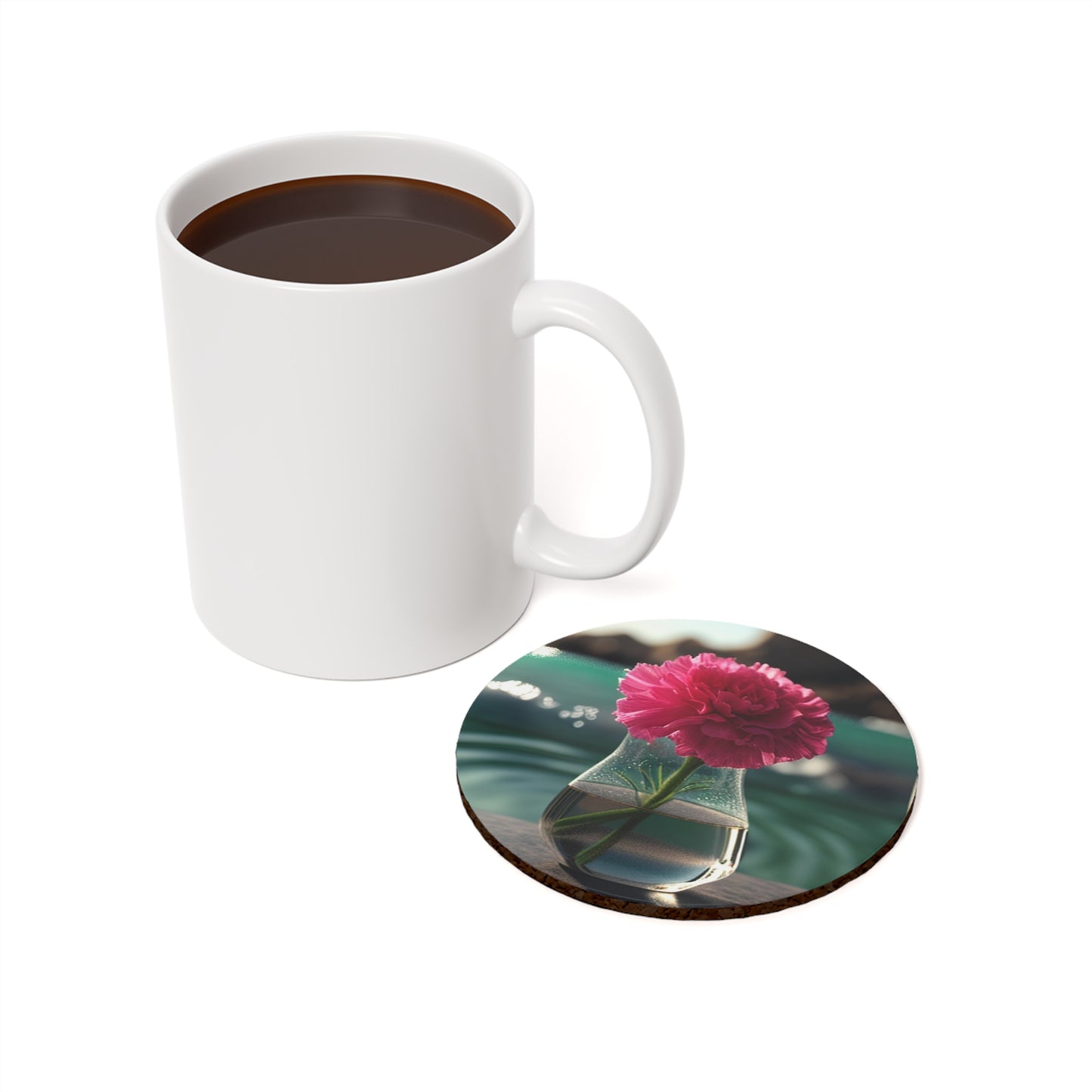 Cork Back Coaster Carnation 4