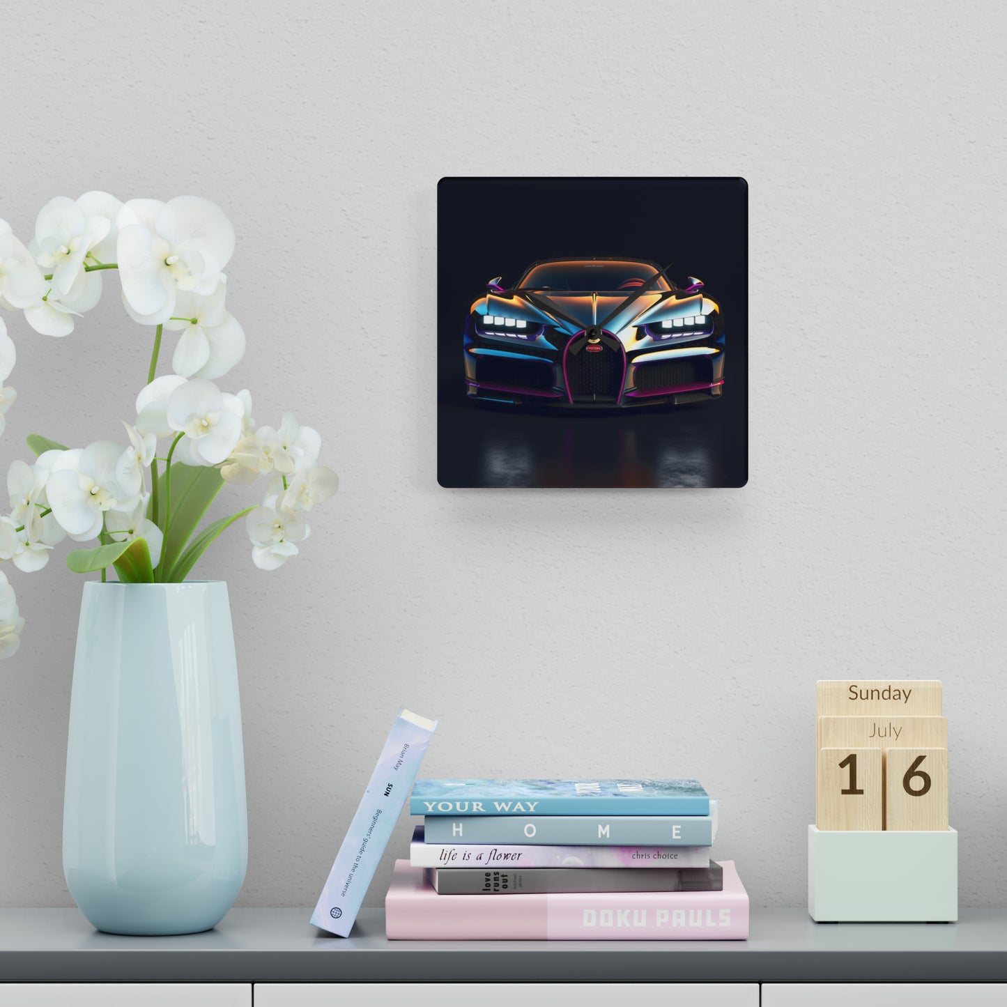 Acrylic Wall Clock Hyper Bugatti Chiron 1