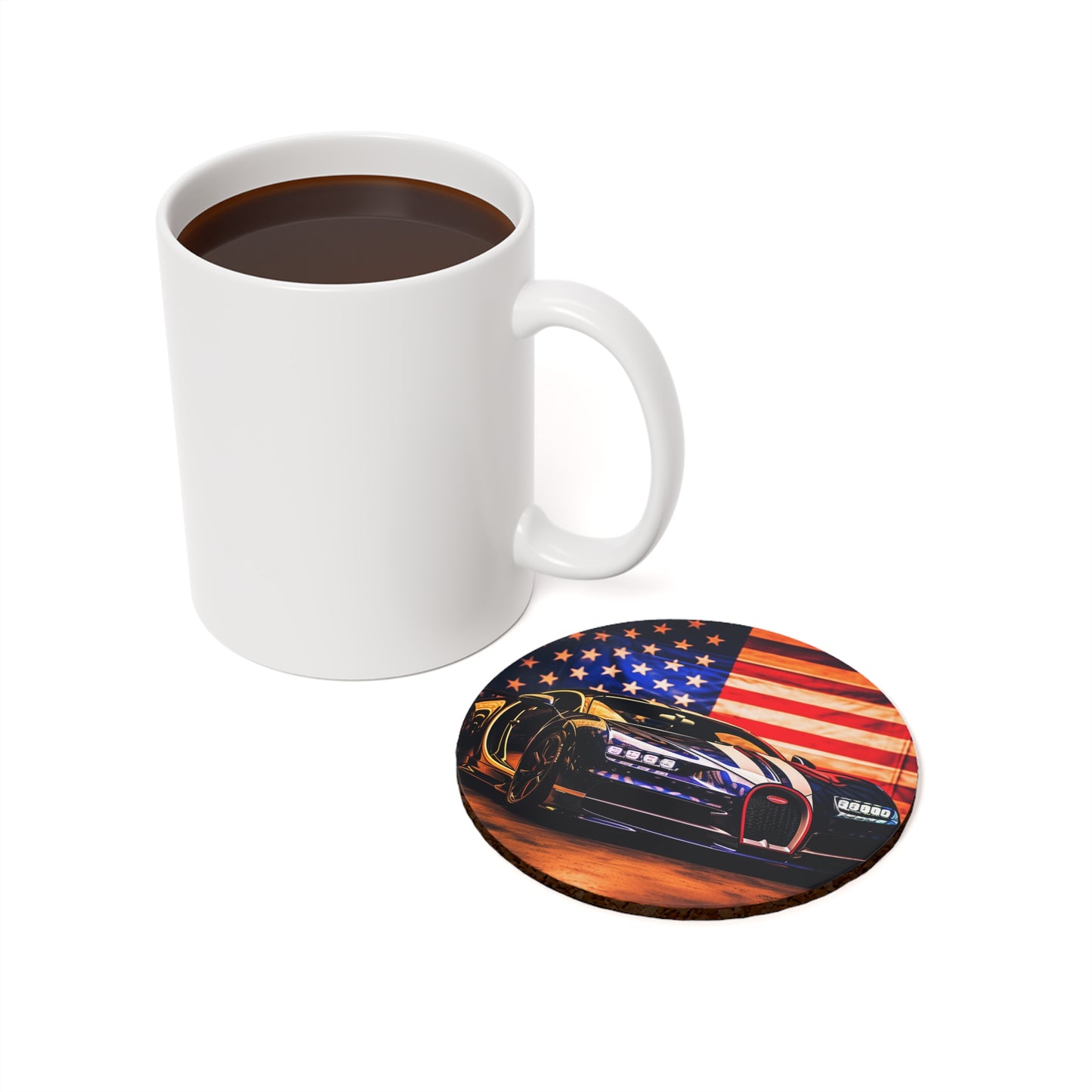 Cork Back Coaster Macro Bugatti American Flag 4