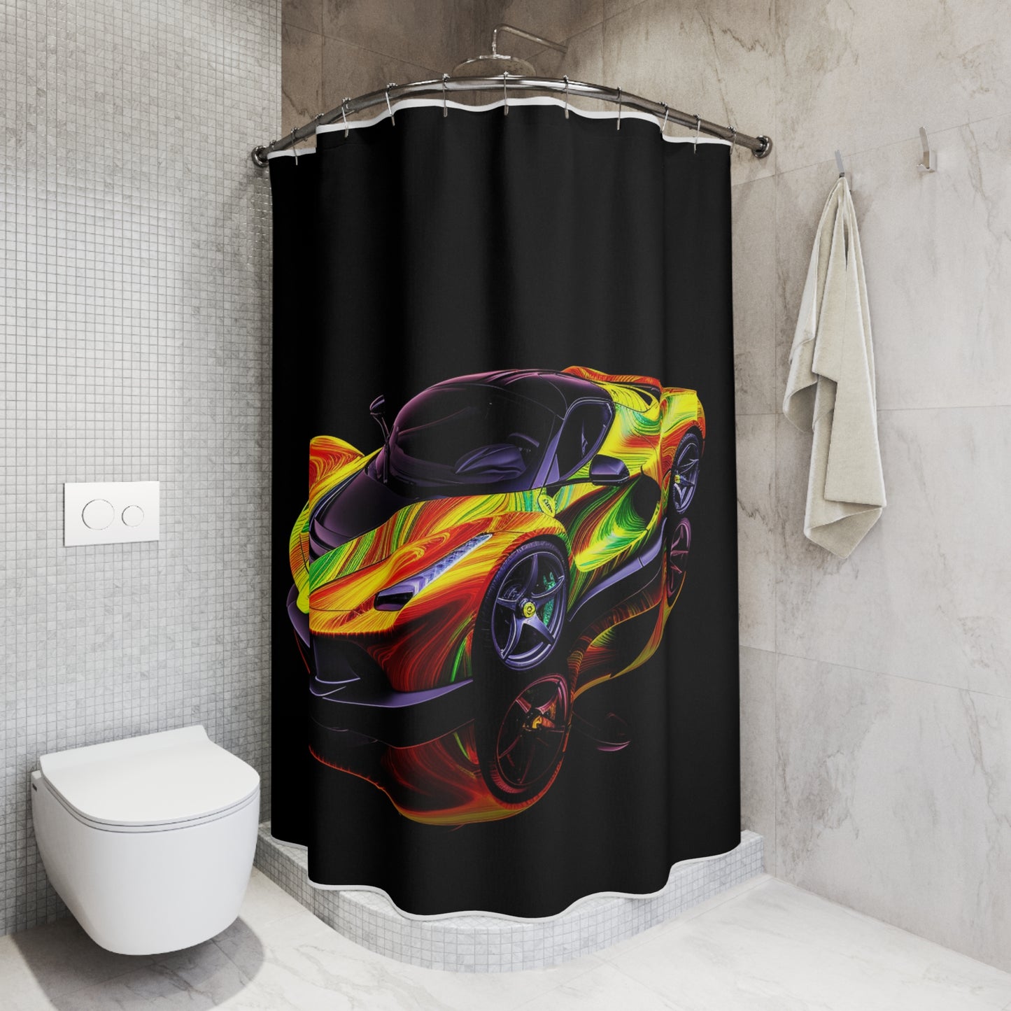 Polyester Shower Curtain Ferrari Neon 4