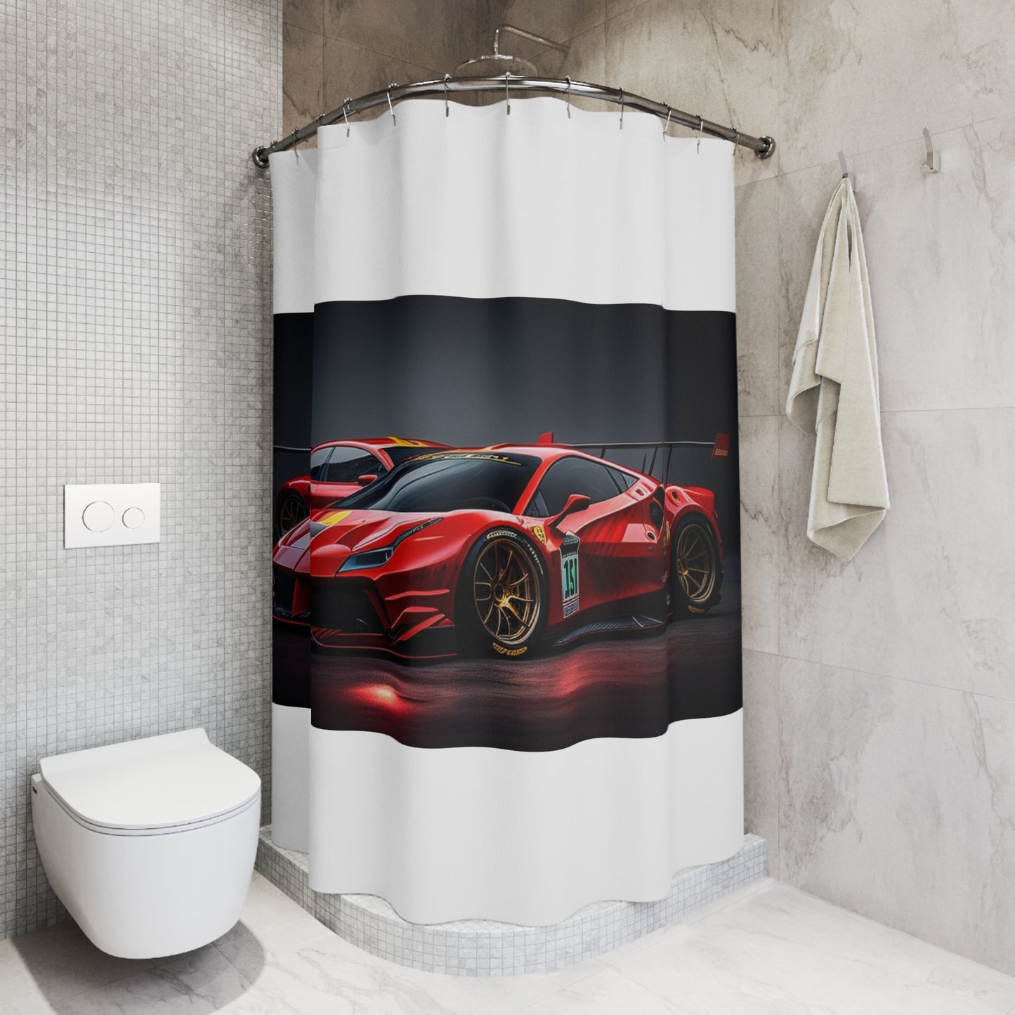 Polyester Shower Curtain Ferrari Red 2