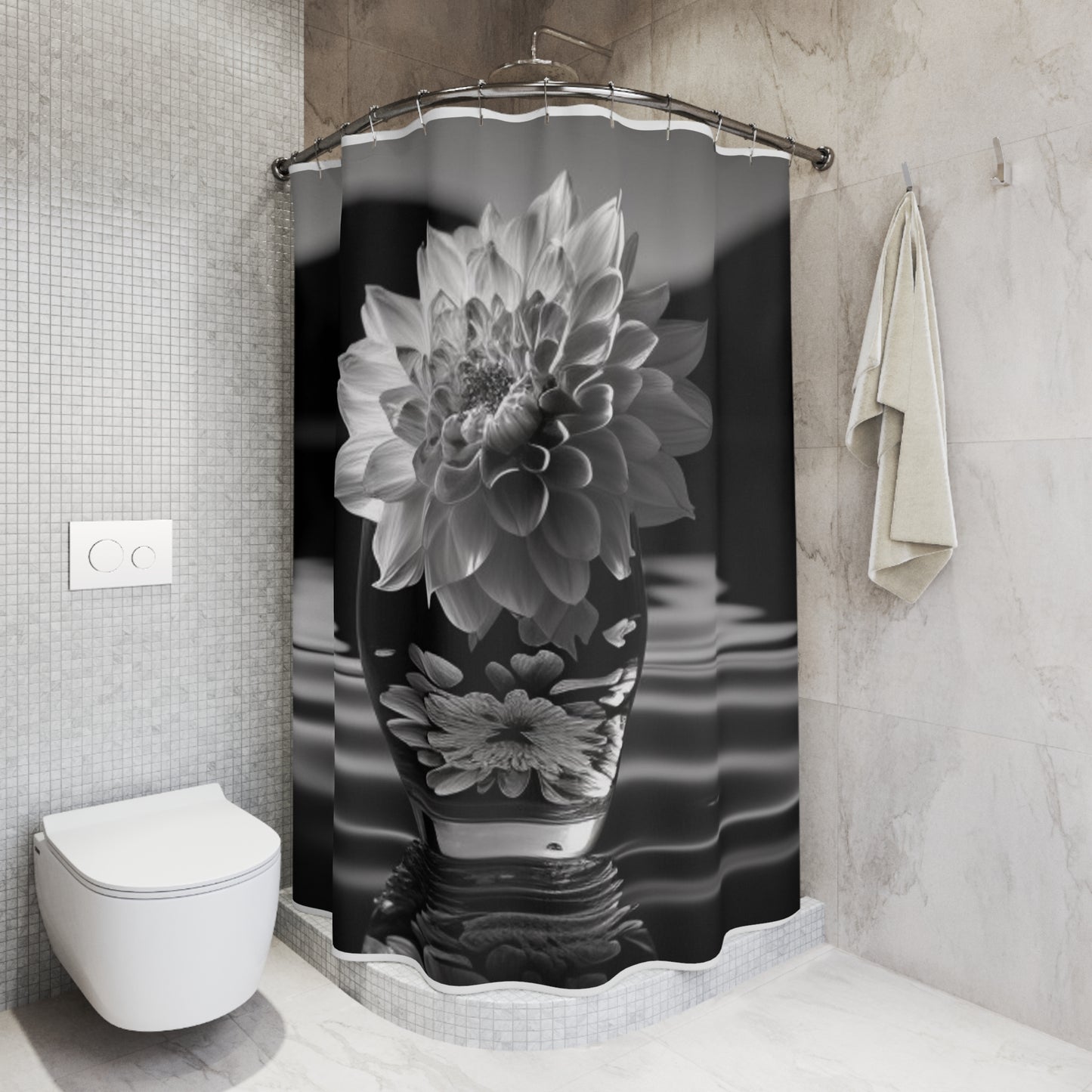 Polyester Shower Curtain White Dahlia 4