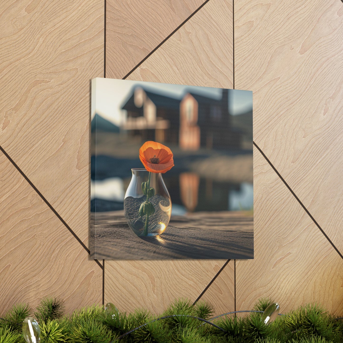 Canvas Gallery Wraps Orange Poppy in a Vase 4