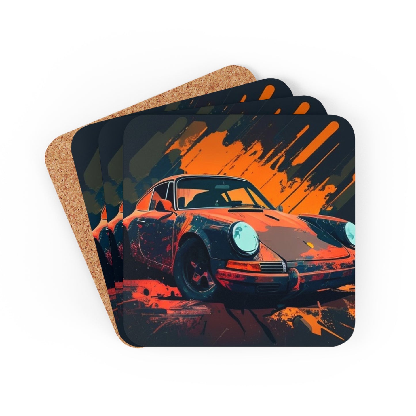 Corkwood Coaster Set Porsche Abstract 3