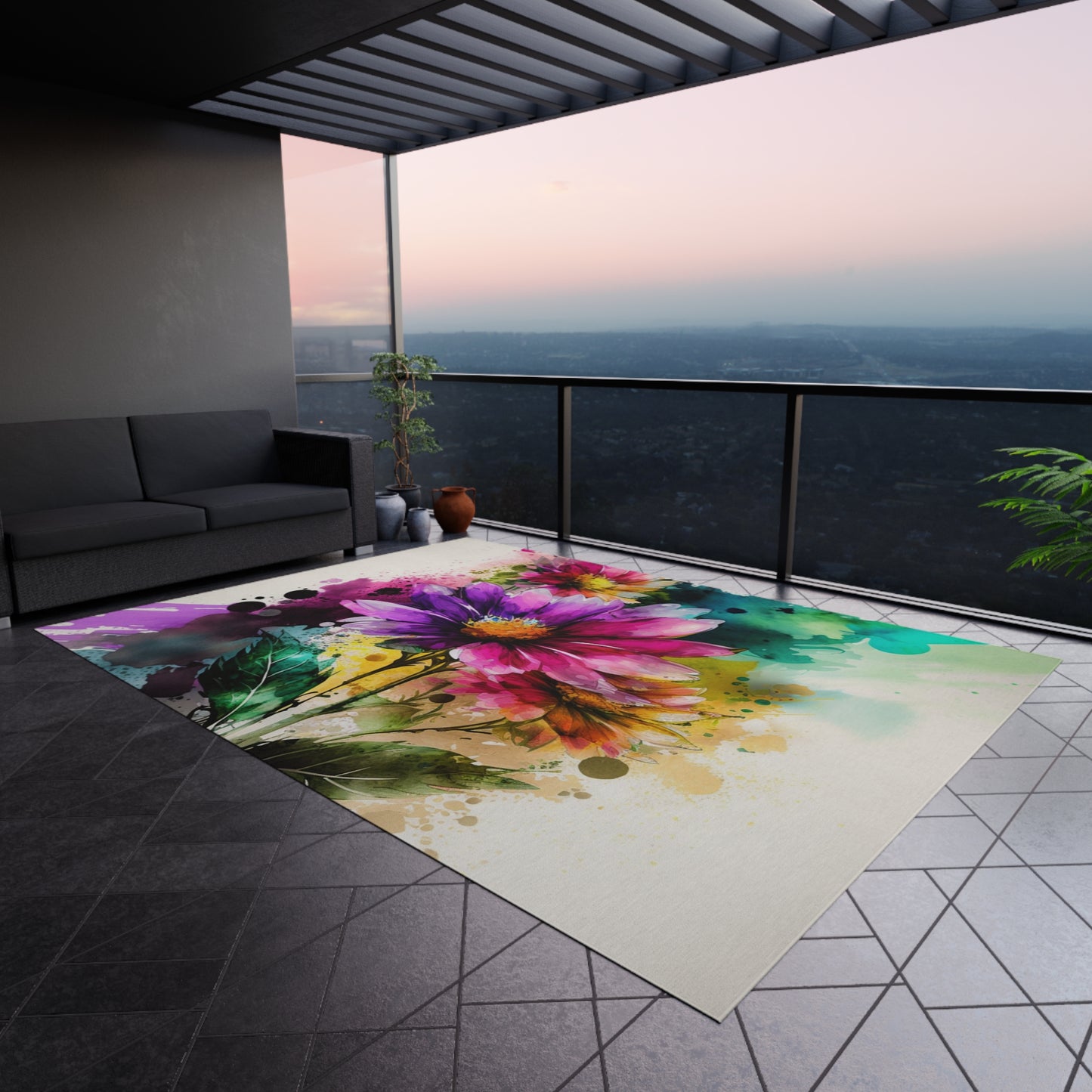 Outdoor Rug Bright Spring Flowers 1