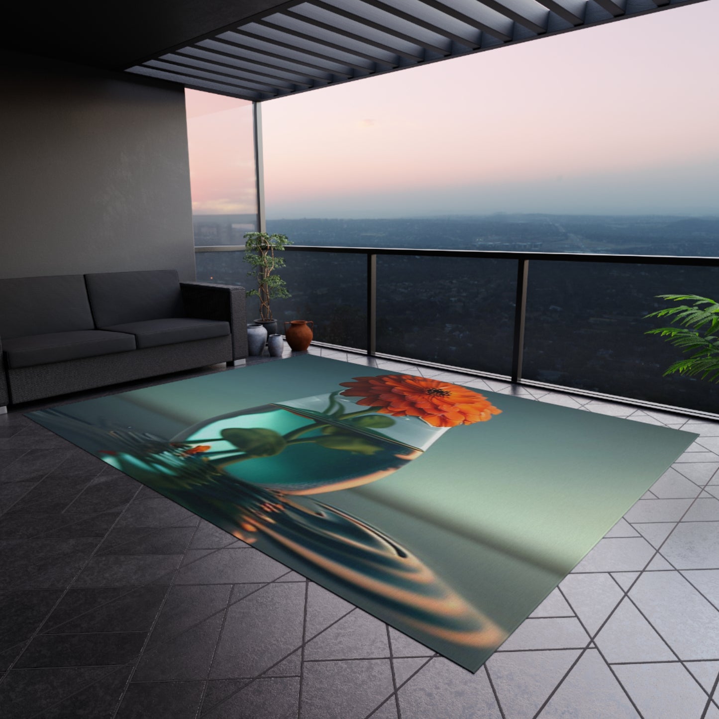 Outdoor Rug Orange Zinnia 1