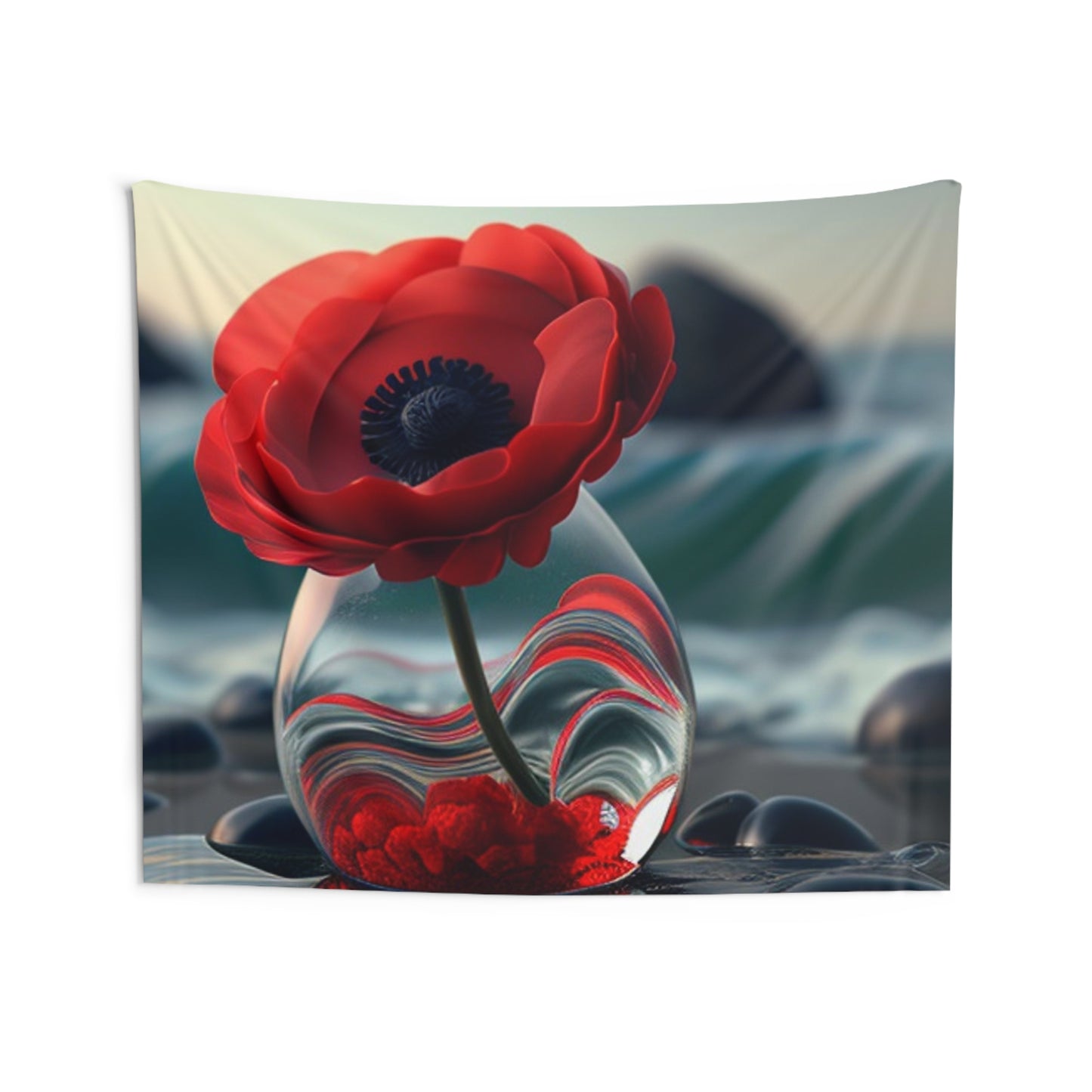 Indoor Wall Tapestries Red Anemone in a Vase 1
