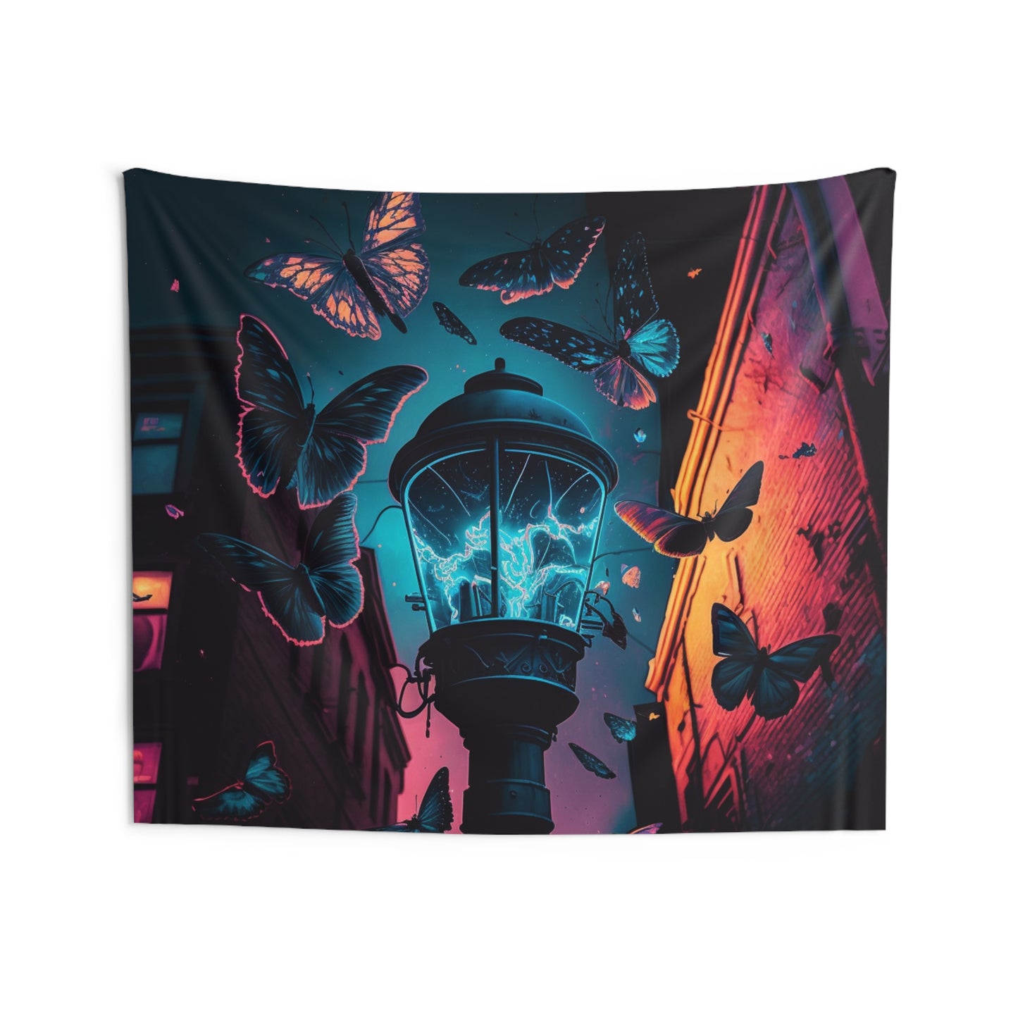 Indoor Wall Tapestries Street Light Butterfly 2