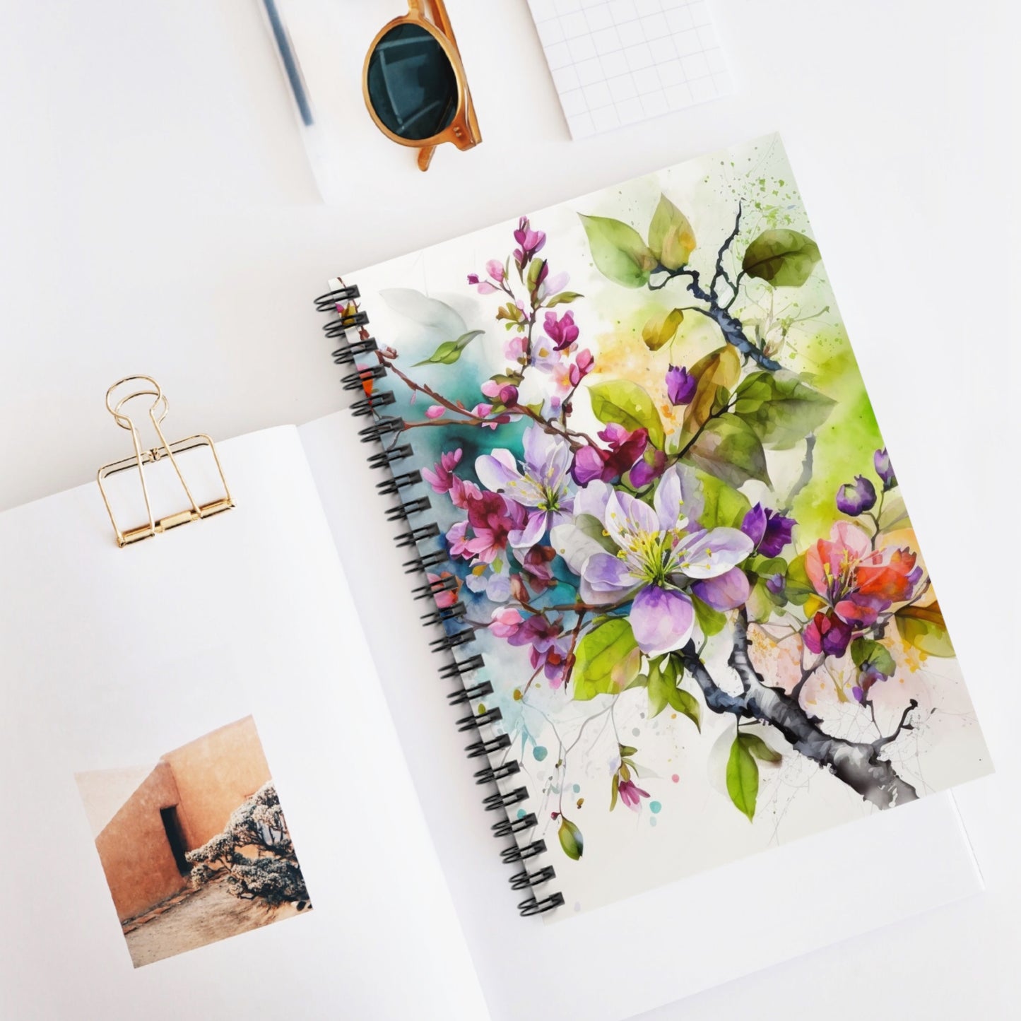 Spiral Notebook - Ruled Line Mother Nature Bright Spring Colors Realistic Watercolor 4