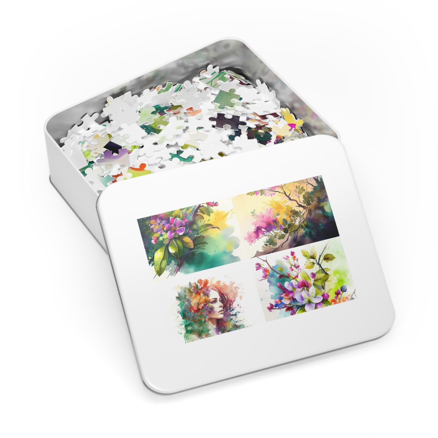 Jigsaw Puzzle (30, 110, 252, 500,1000-Piece) Mother Nature Bright Spring Colors Realistic Watercolor 5