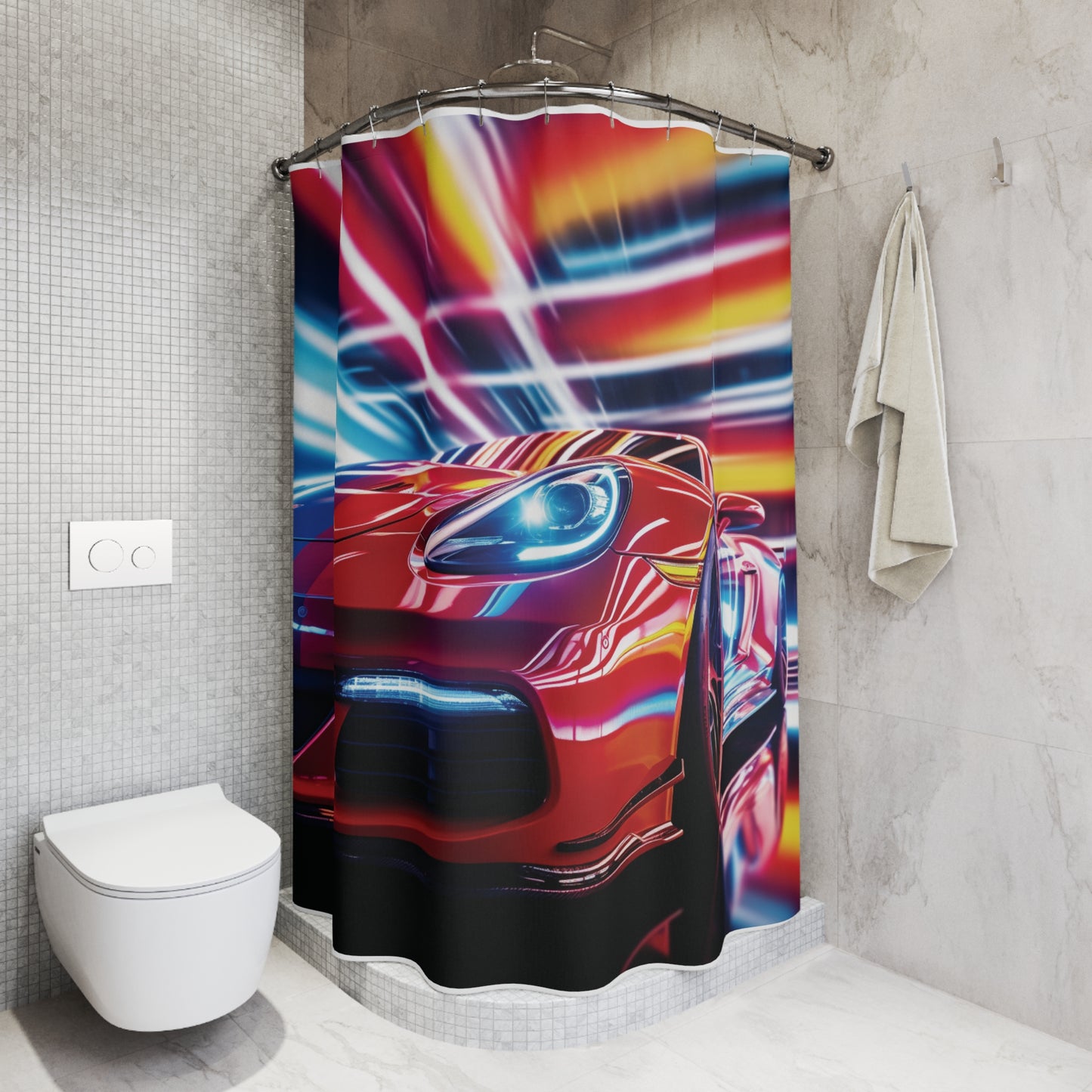 Polyester Shower Curtain Macro Flag Ferrari 1