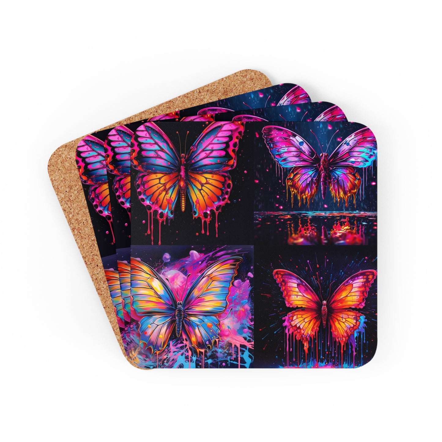 Corkwood Coaster Set Pink Butterfly Flair 5