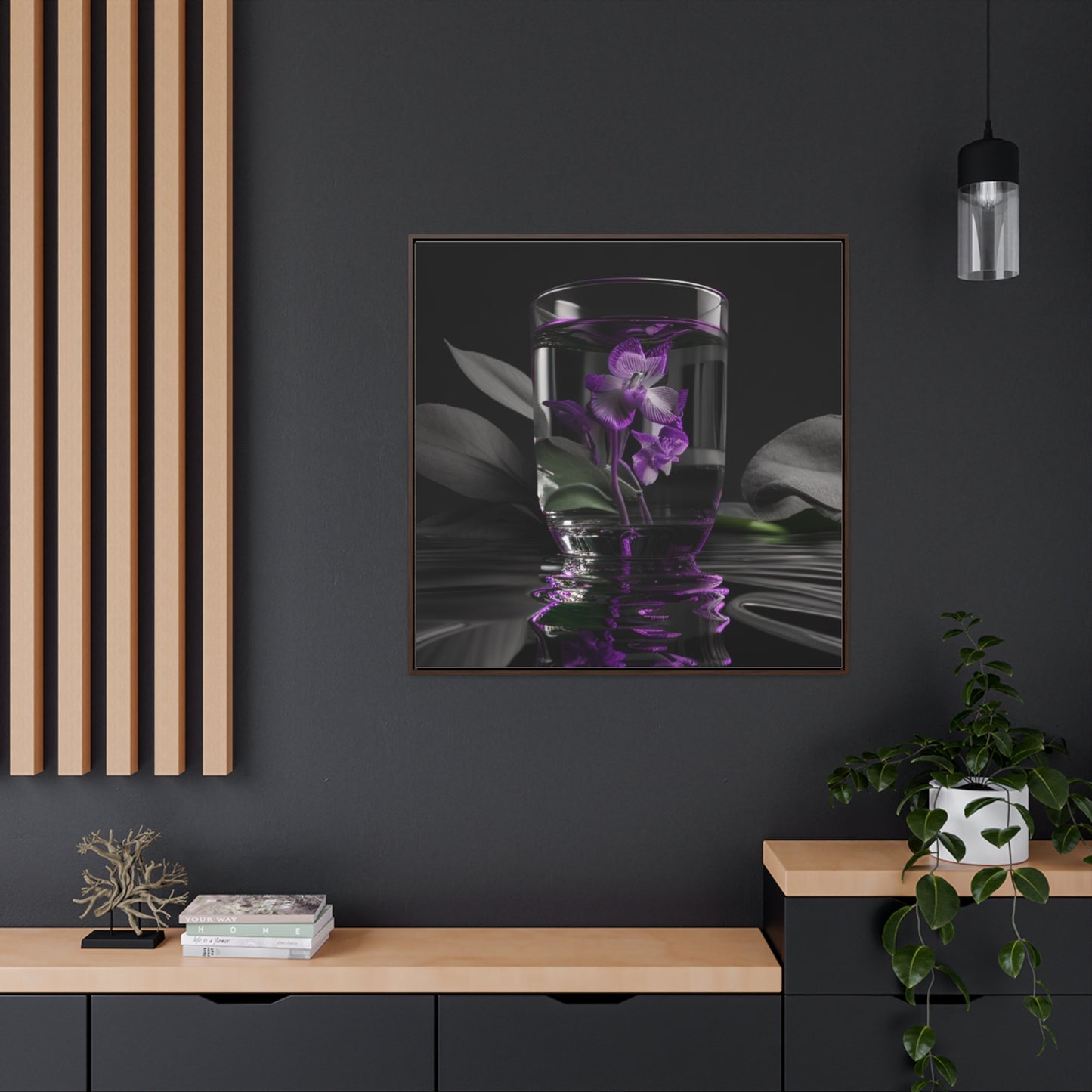 Gallery Canvas Wraps, Square Frame Purple Orchid Glass vase 1