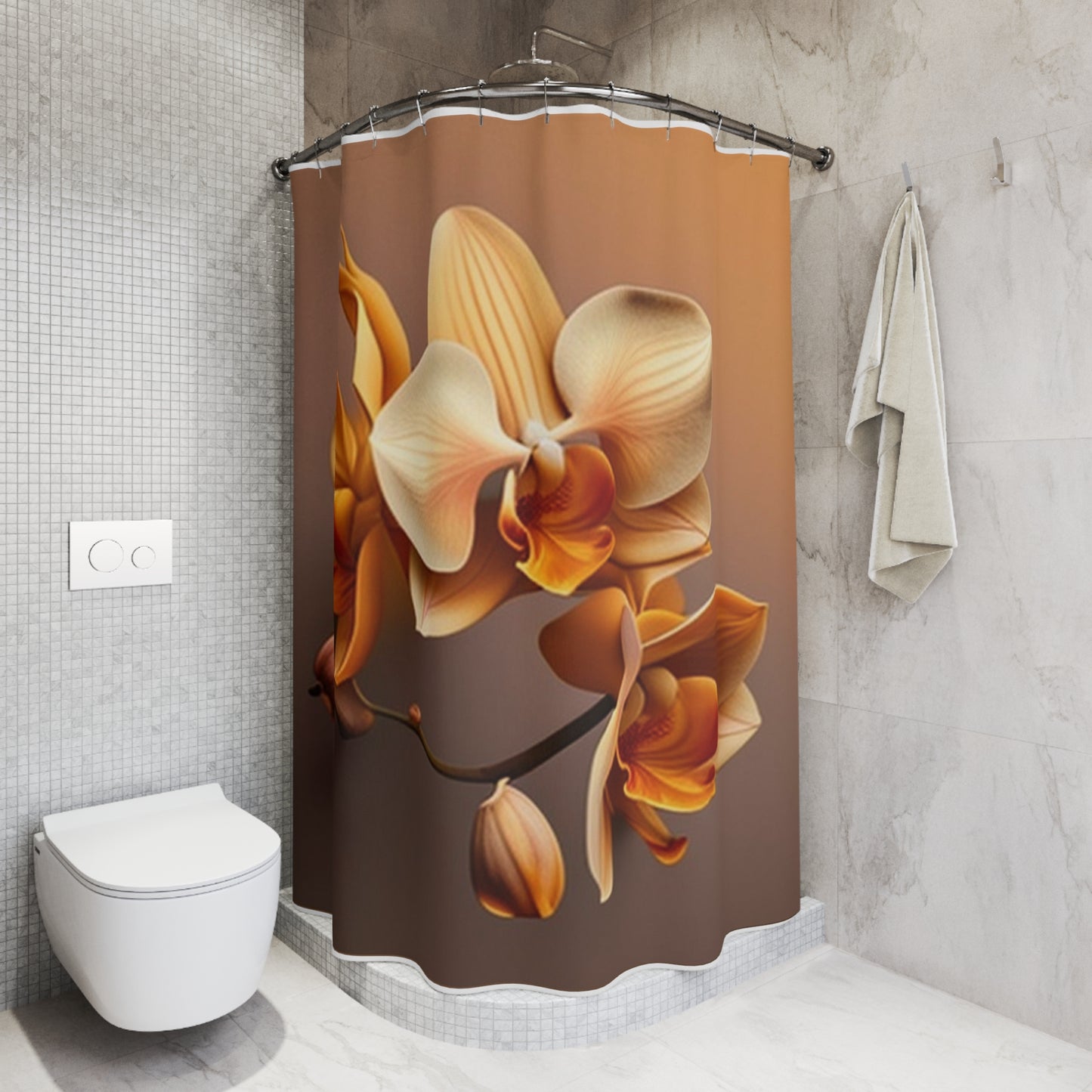 Polyester Shower Curtain orchid pedals 2