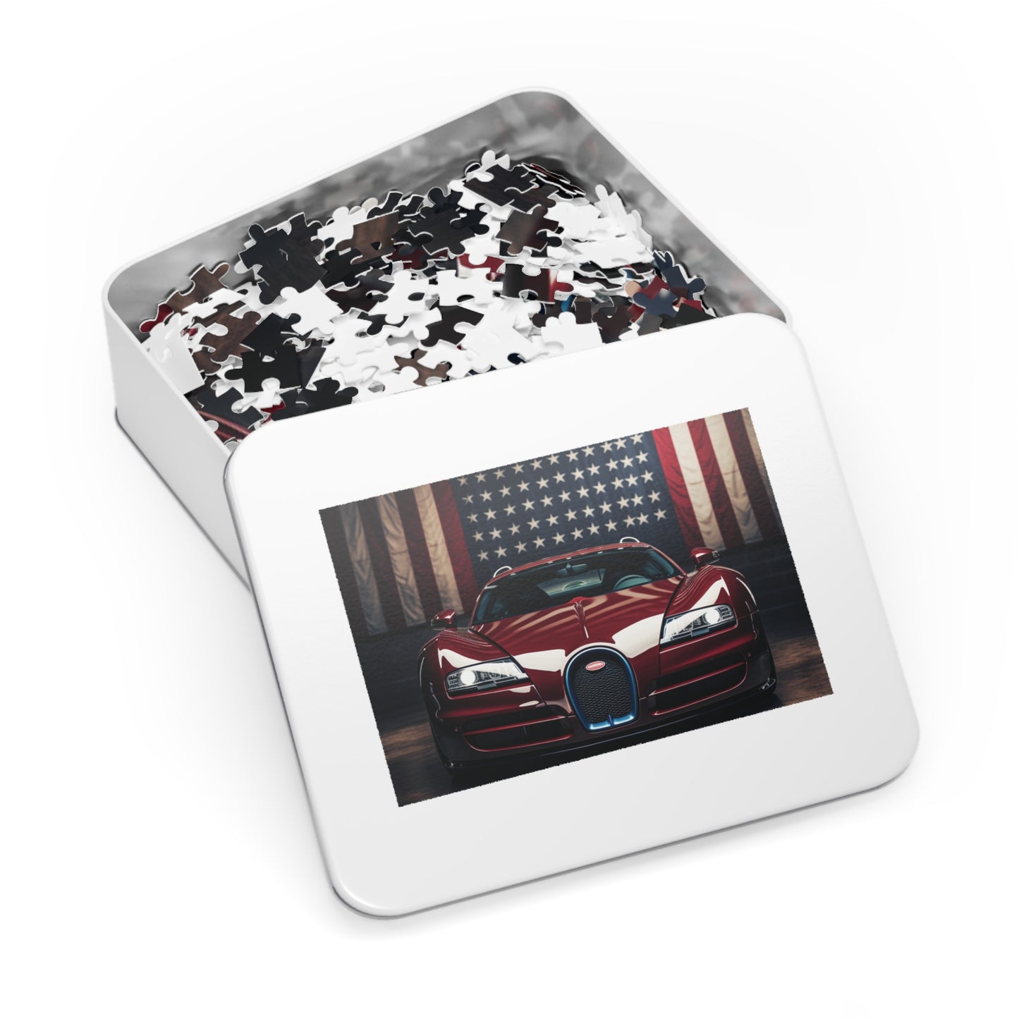 Jigsaw Puzzle (30, 110, 252, 500,1000-Piece) American Flag Background Bugatti 1