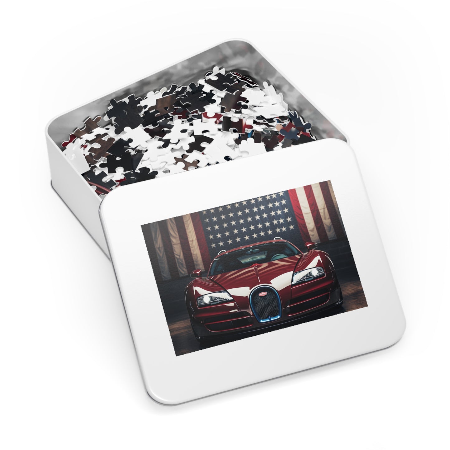 Jigsaw Puzzle (30, 110, 252, 500,1000-Piece) American Flag Background Bugatti 1