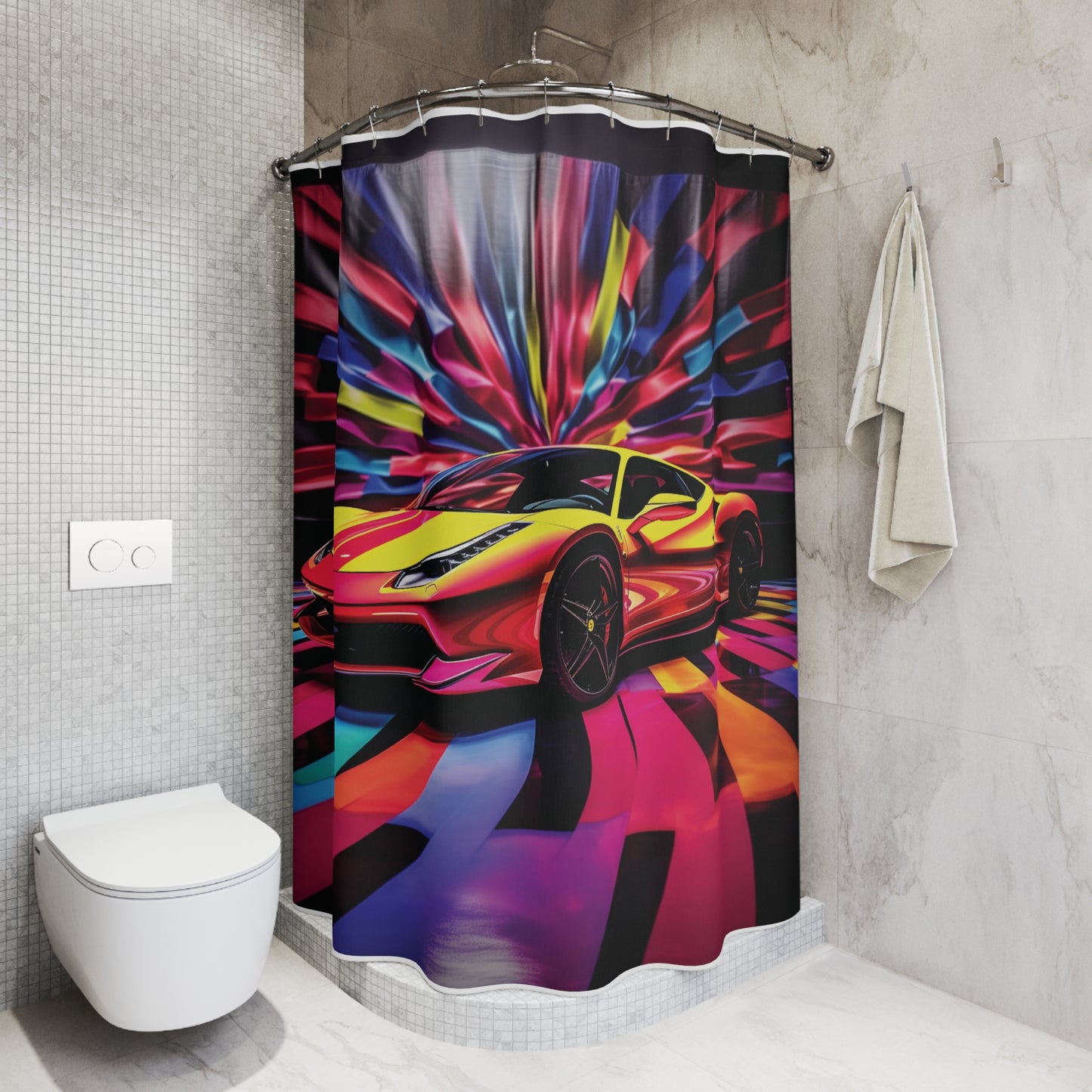 Polyester Shower Curtain Macro Flag Ferrari 3